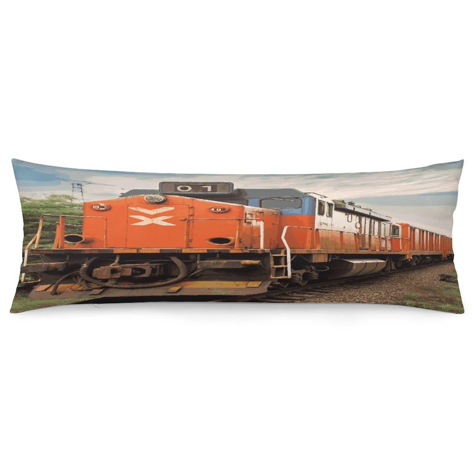 Train Throw Pillow Covers with Silent Zipper Polyester Pillow Protectors Removable Pillow Cases Soft Pillowcase Cozy Pillow Sham Cushion Cover for Sofa Car Bed 20"x54"