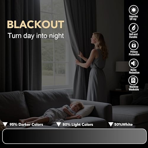 Miniatura 3 de H.VERSAILTEX - Cortina opaca de lino de 96 pulgadas de largo con aislamiento térmico, ojales y aspecto de lino, textura de arpillera, para