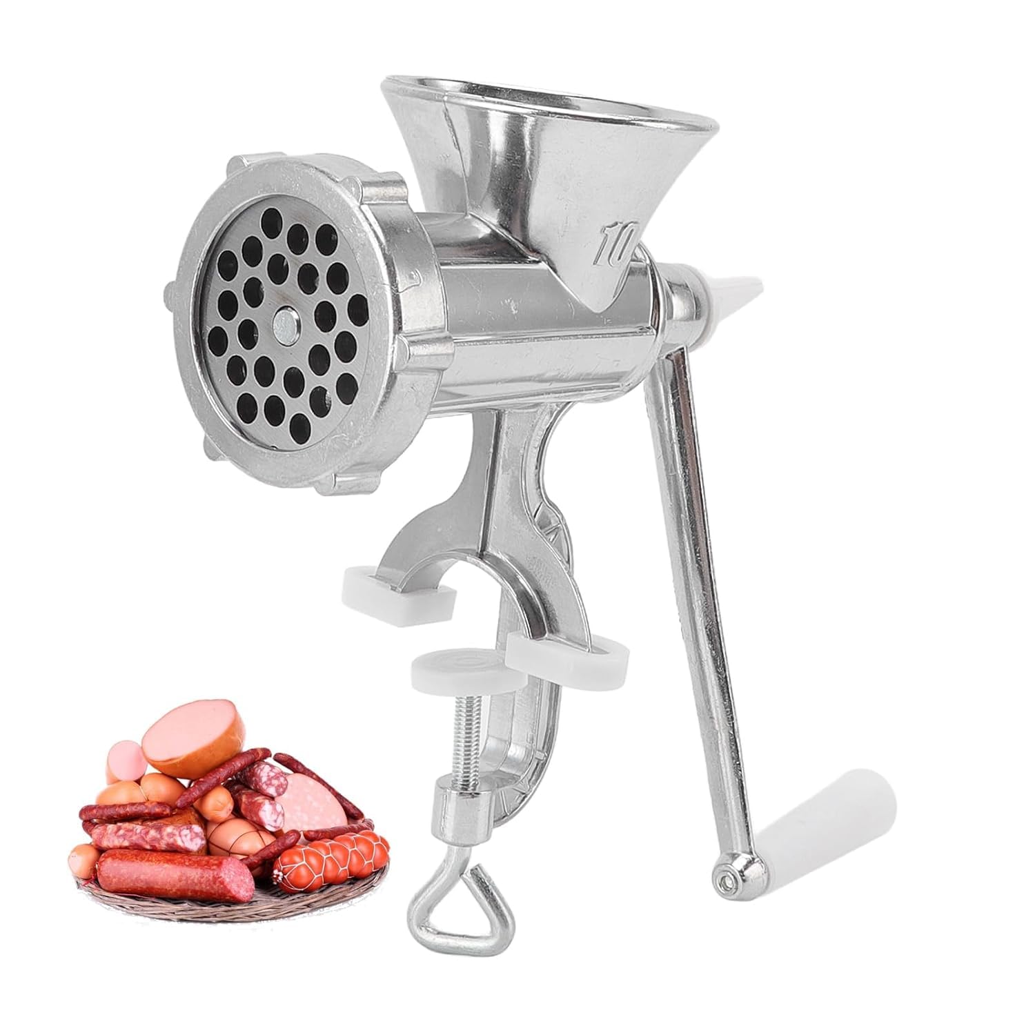 Manual Meat Grinder, Kitchen Grinding Machine, Multifunctional Meat Grinder Aluminum Alloy Manual Household Kitchenware Mixer for Sausage Filling, Meat Mincer,Chopper, Food Processor for Home Use-image-39