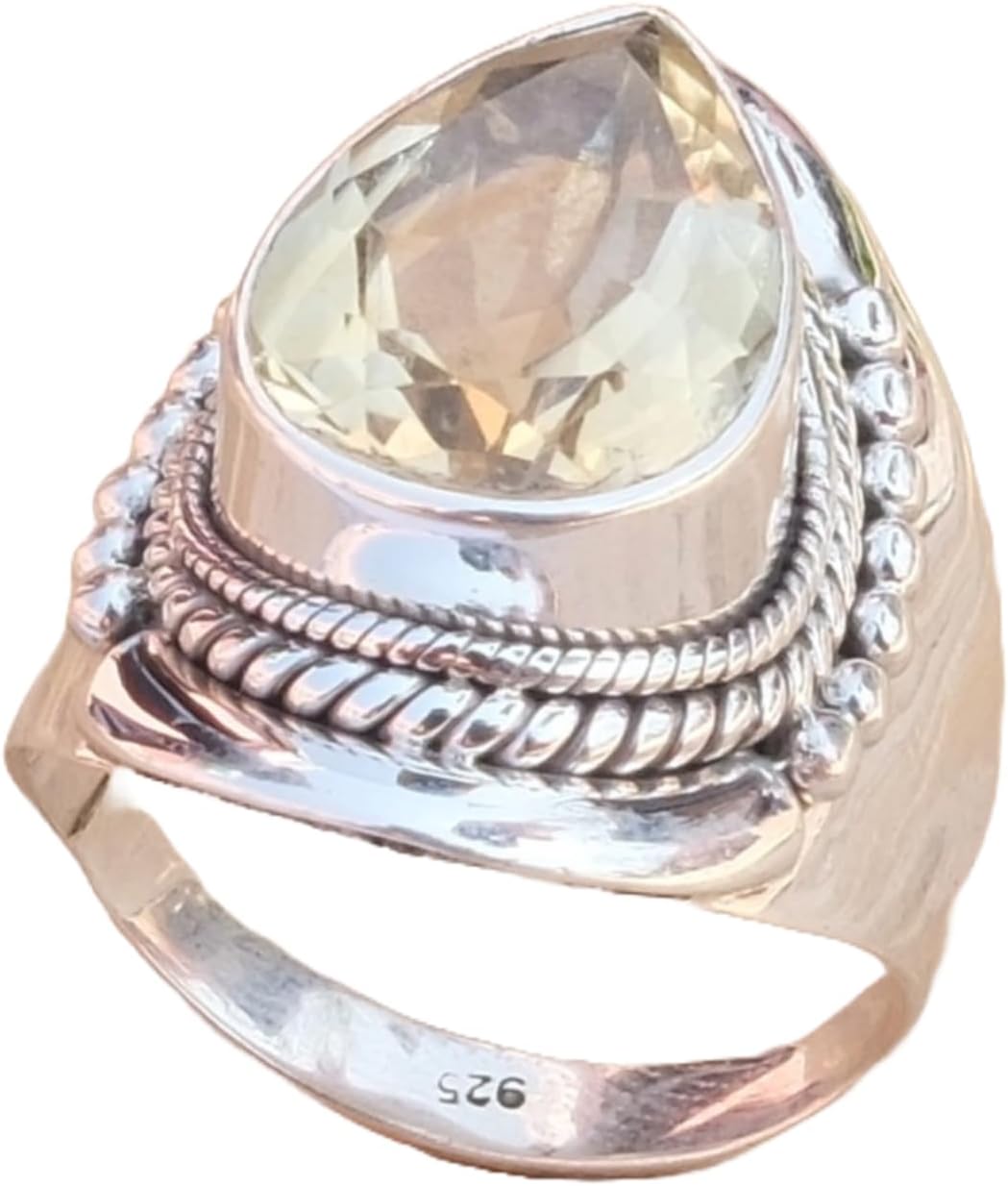 Natural Yellow Citrine Stone 925 Sterling Silver Ring Handmade Statement Ring Citrine Jewelry Gift For Wife Girlfriend Mom