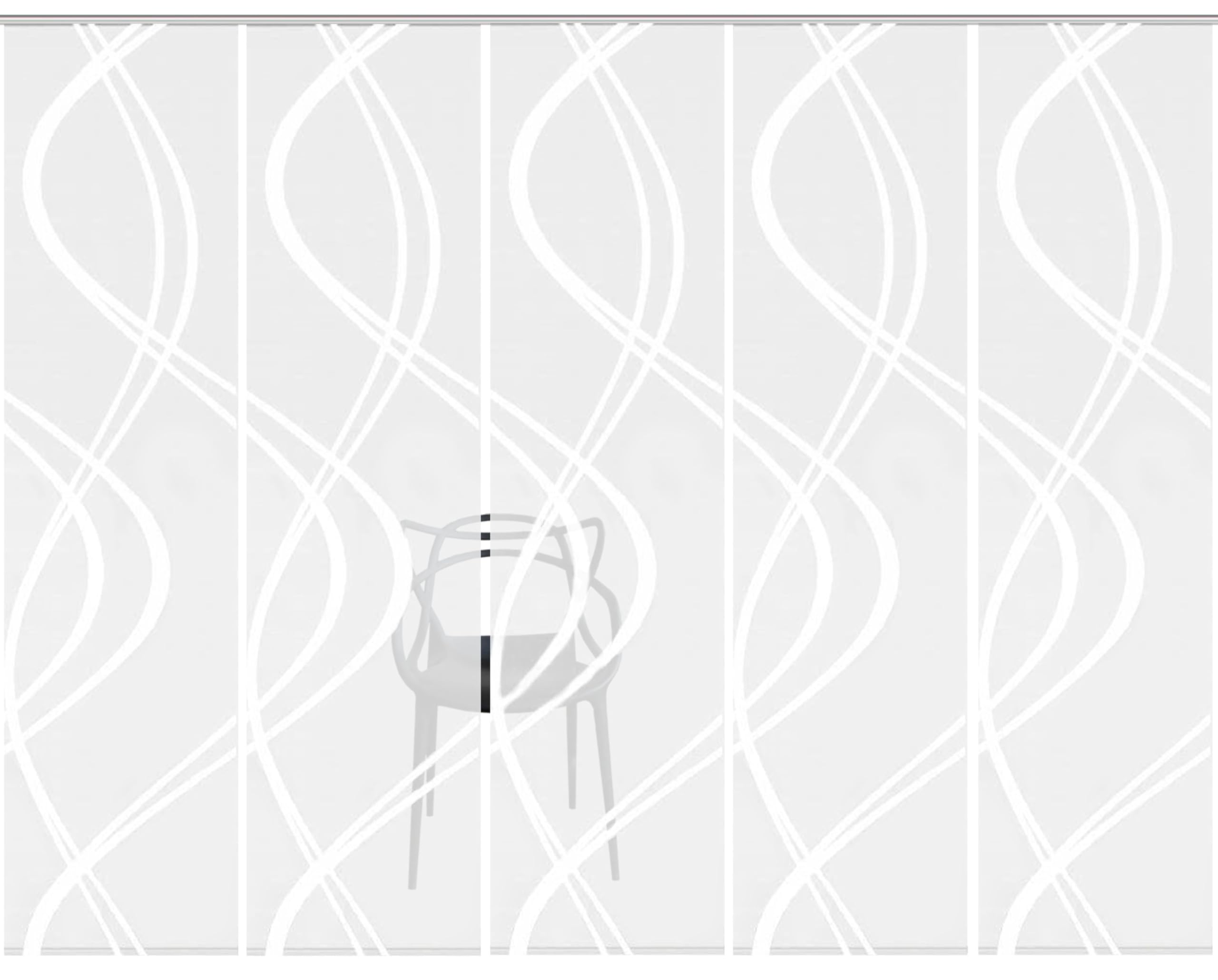 Home Fashion Schiebevorhang TIBERIO aus Dekostoff und Voile mit Scherli 245 x 60 cm, Farbe:wollweiß, Größe:245 x 60 cm, Anzahl:5er Set (5X Voile)