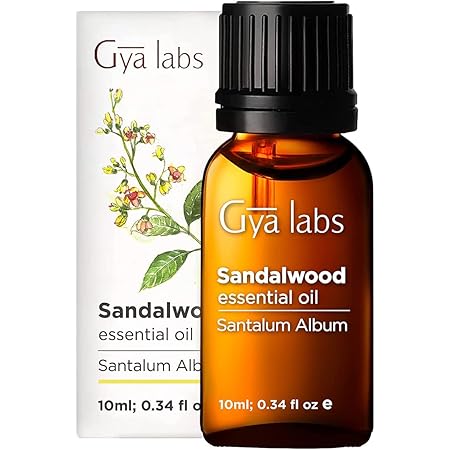 Gya Labs Sandalwood Essential Oils for Diffuser - Natural & Pure Sandalwood Oil - 100% Therapeutic Grade Sandalwood Essential Oil for Hair, Skin, Massage, Sleep & Perfume (0.34 fl oz)