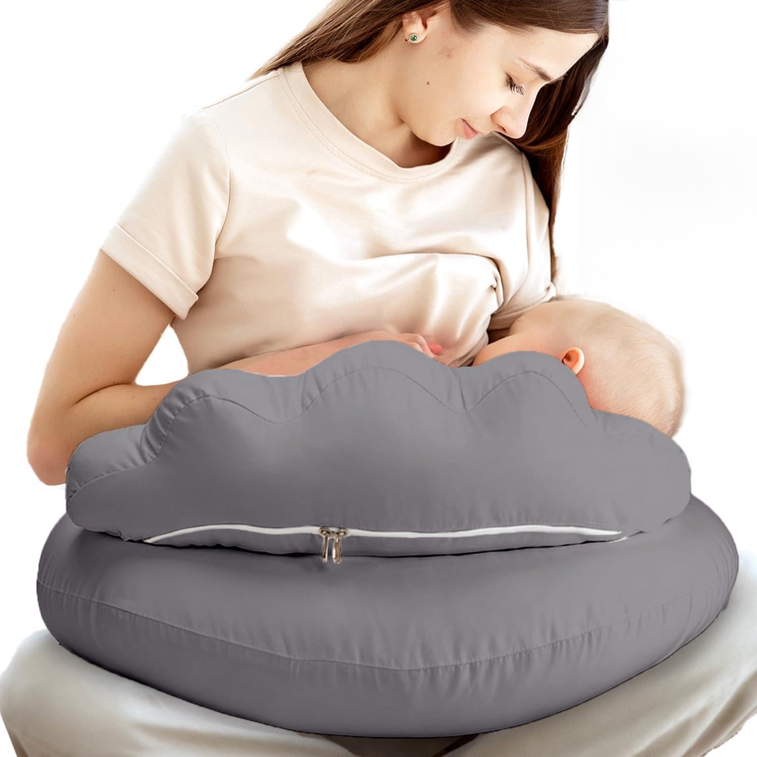 PILLANI Nursing Pillow, Breastfeeding Pillows for Enhanced Safety & Comfort for Mom & Baby, Removable Cotton Cover, Adjustable Waist Strap, Breastfeeding Essentials, Baby Registry Search — image 1