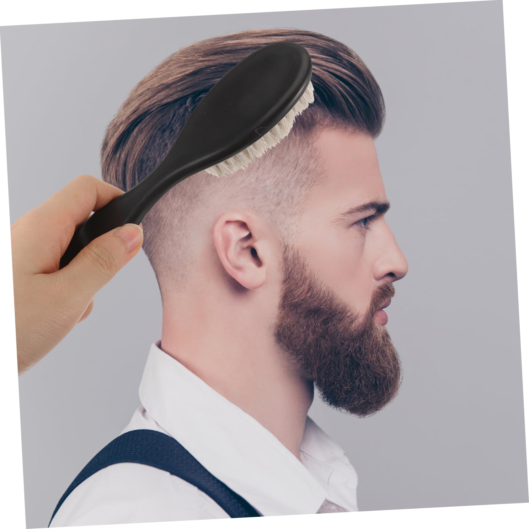 MUSISALY Men's Mustache Brush for Barber Gentle Bristle Beard Grooming Brush Stylish Handle Portable for Travel