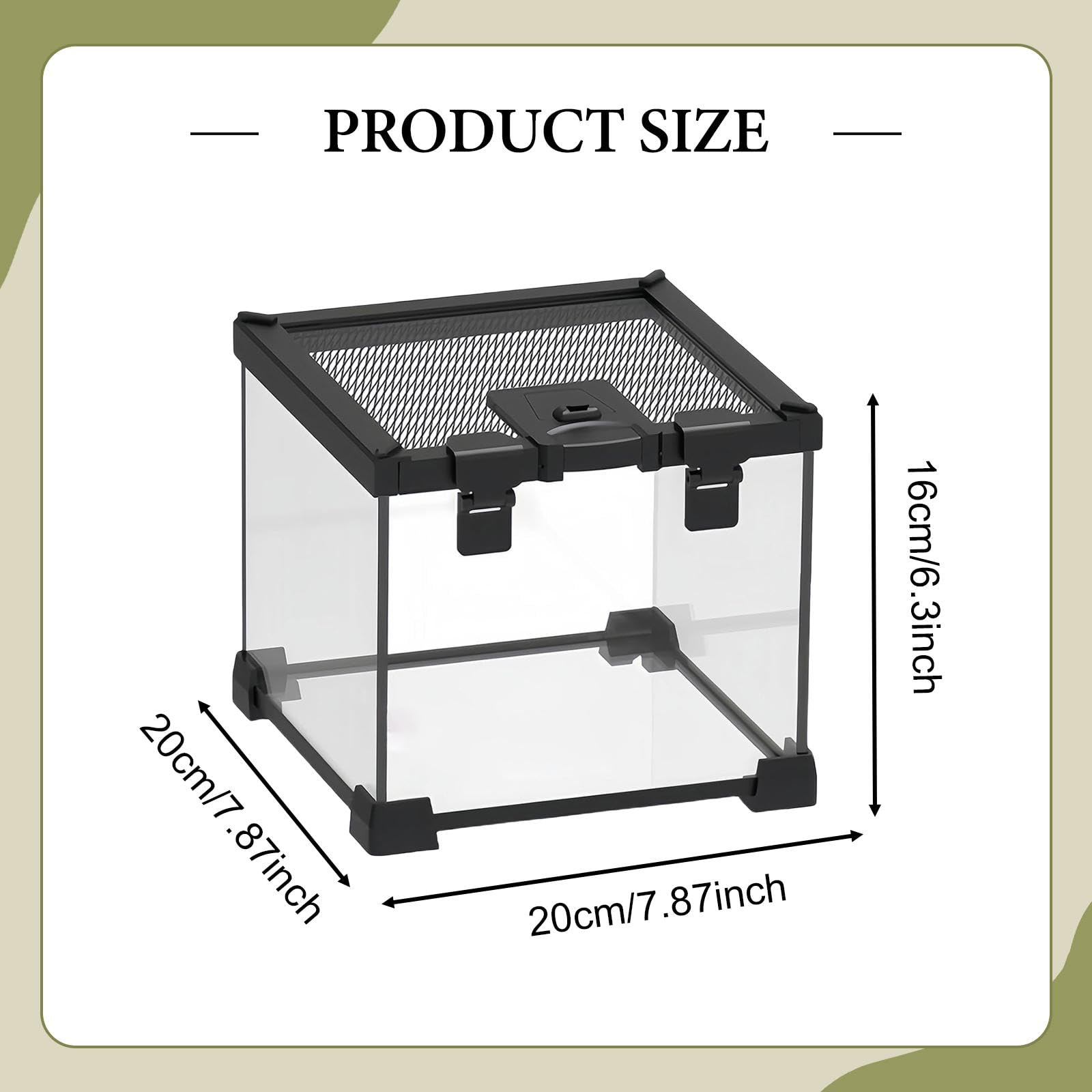 Generic Mini Terrario de Cristal para Reptiles, Terrario para Mascotas Trepadoras, Caja de Alimentación, Terrario de Cría para Serpientes, Geckos Y Arañas.