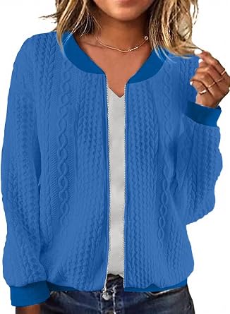 Zip Up Sweatshirt Jacket for Women Casual Outerwear Trendy Cardigan