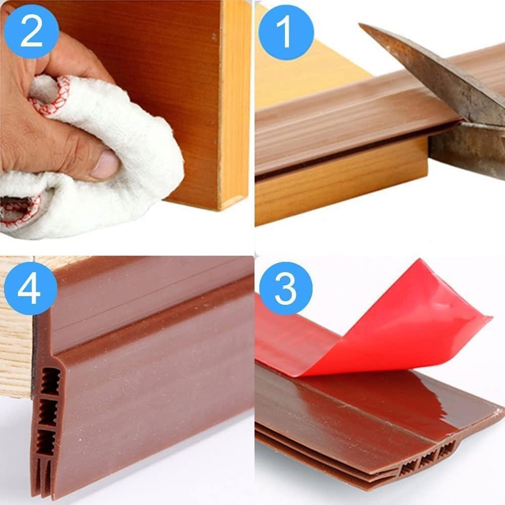 2PC Silicone Door Draft Stopper – 39 inches Door Seal Strip for Under Door Seal Gap Interior & Exterior Doors Weather Stripping Soundproof