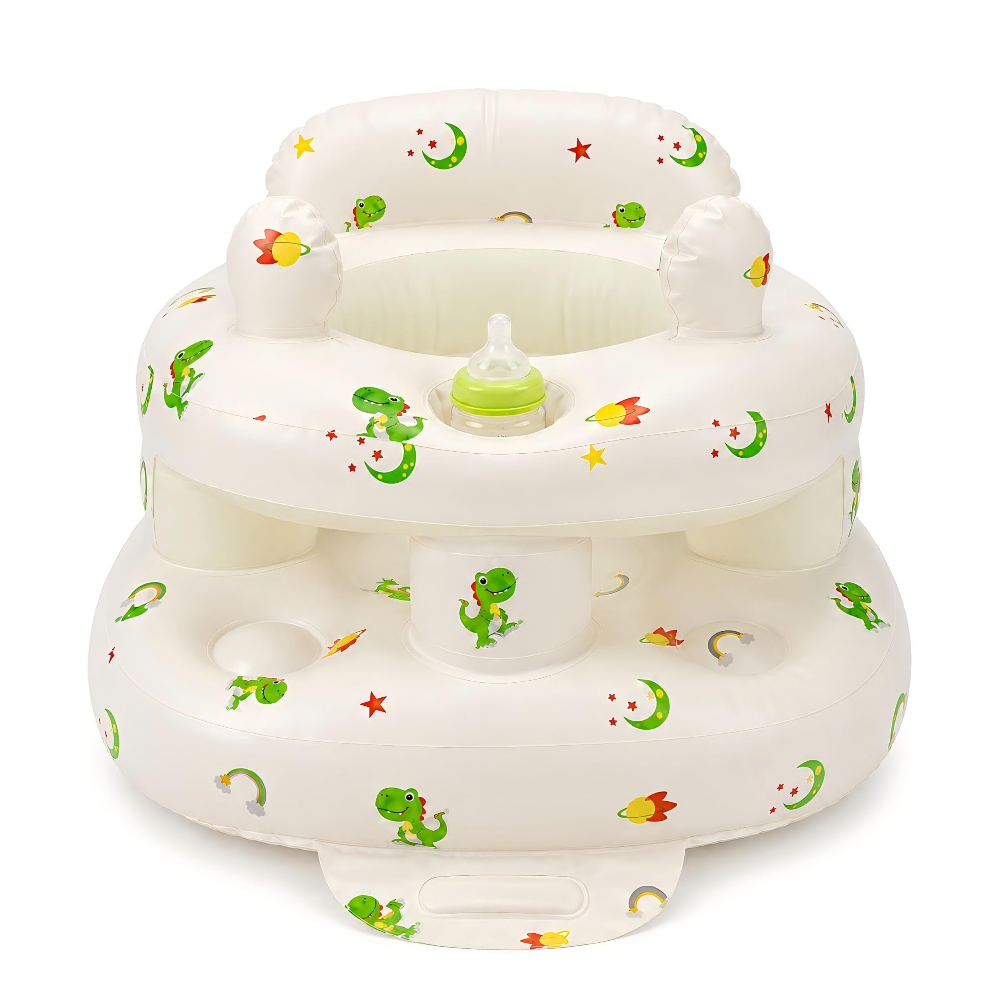 Inflatable Baby Seat 3–36 Months, Zolirao Sit Me Up Floor Chair with Built-in Air Pump, BPA-Free & Easy to Clean, Supportive Feeding Seat with Cute Dinosaur Design(Dinosaur)