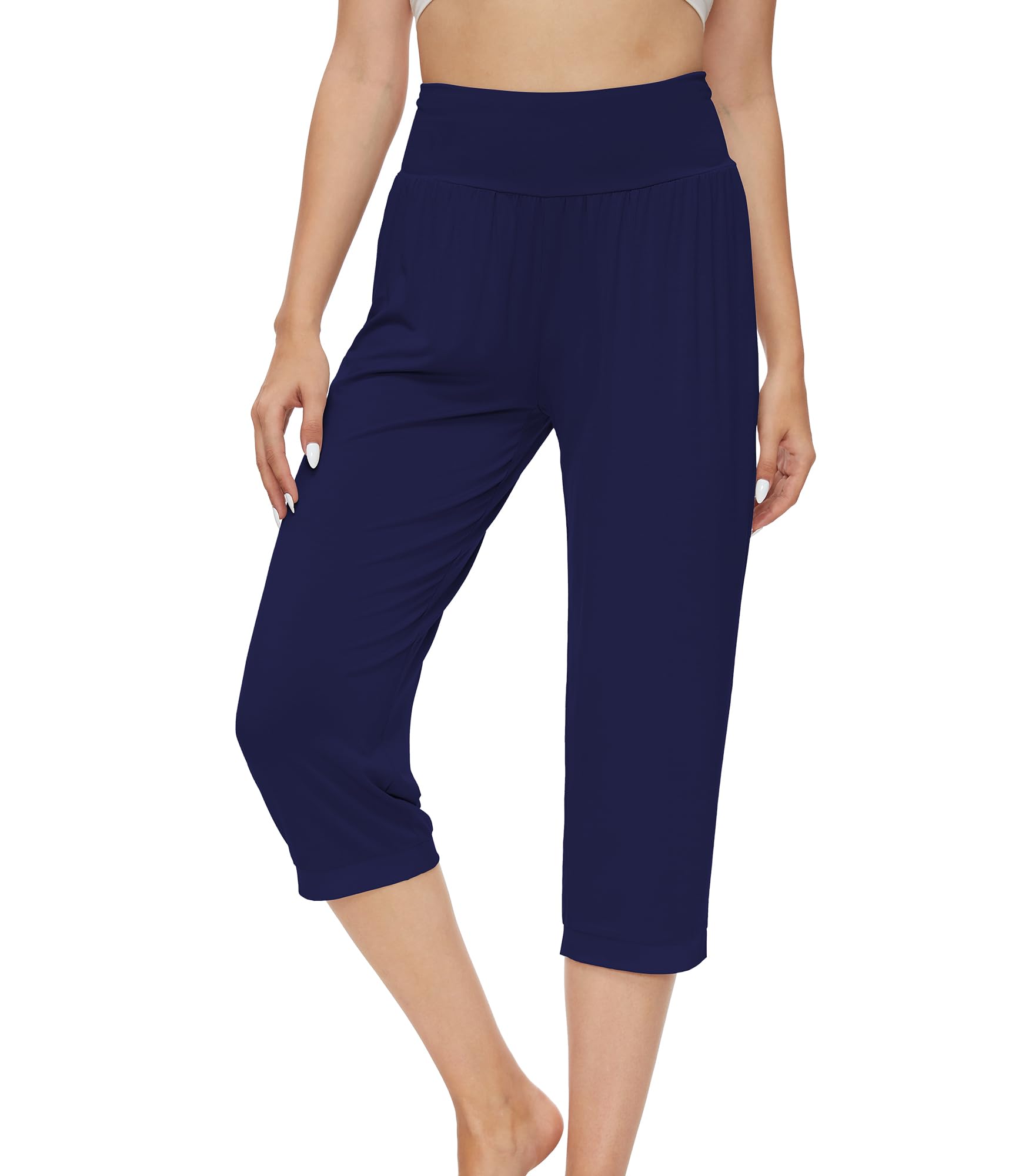 WiWi Viscosa di Bamboo - Pantaloni da pigiama a capri, da donna, casual, taglie S-XXL