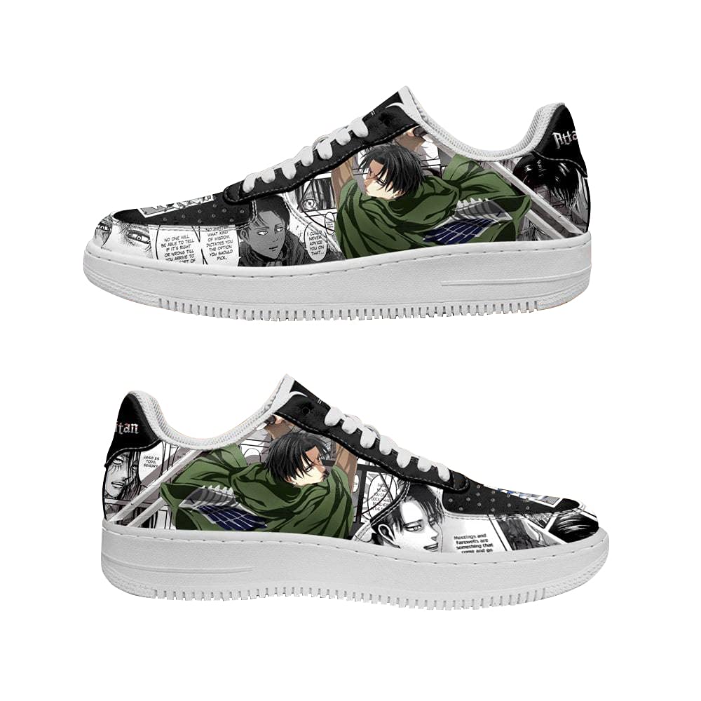 Personality Custom Fashion Attack Comics On Titan Eren Levi Mikasa Shoes Classic Low-Top Lace Up Bas