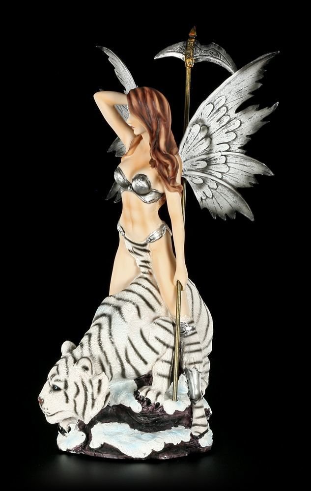 Unbekannt Figura di elfo – Guerriero con tigre bianca – Elfo Fata d'elfo Figura decorativa Fairy