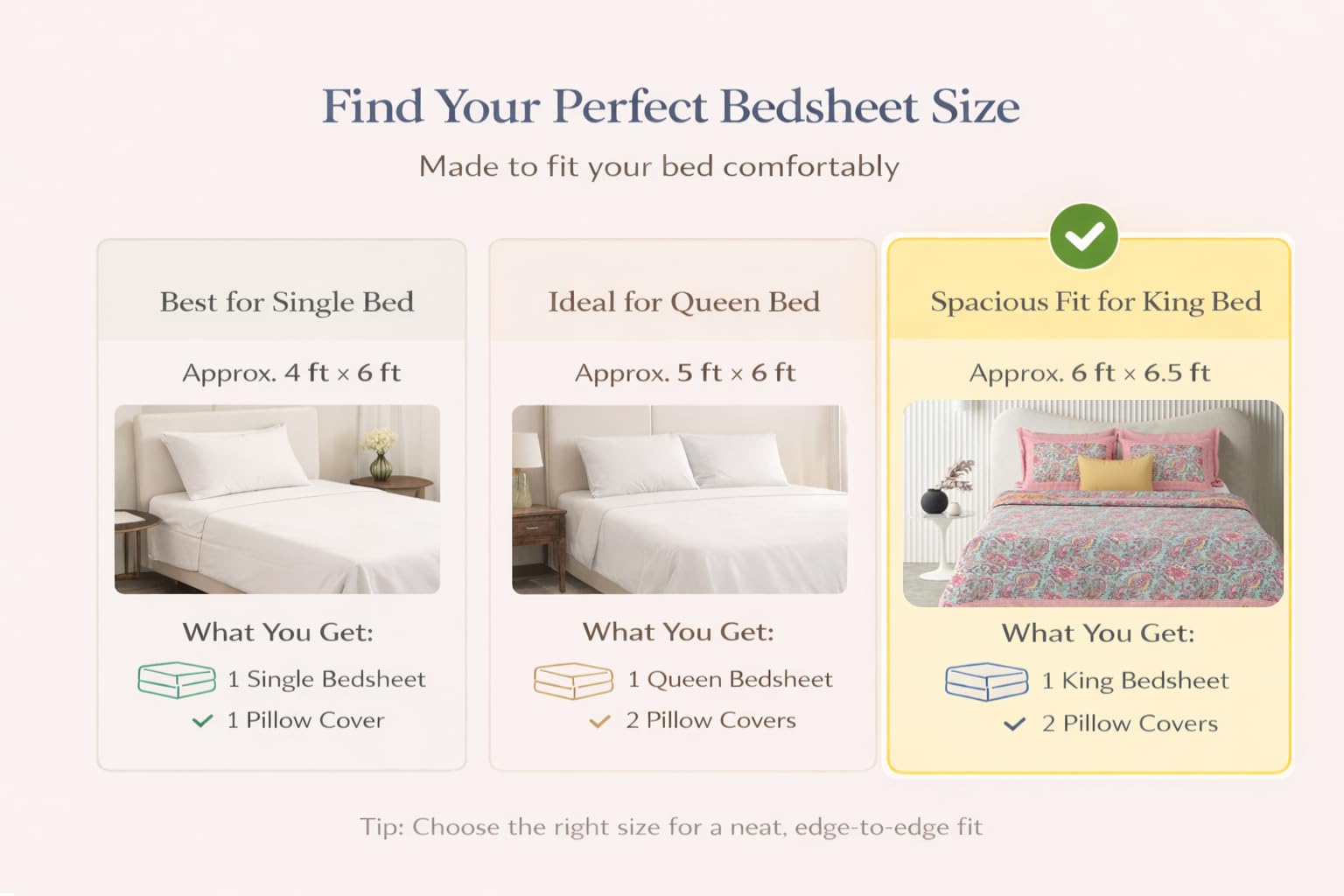 ElanorHomes 240 TC Cotton Double King Size Bedsheet | Ultra-Soft & Skin-Safe | Breathable Summer Comfort | 93x108 inches with 2 Pillow Covers (Petal Symphony) 4