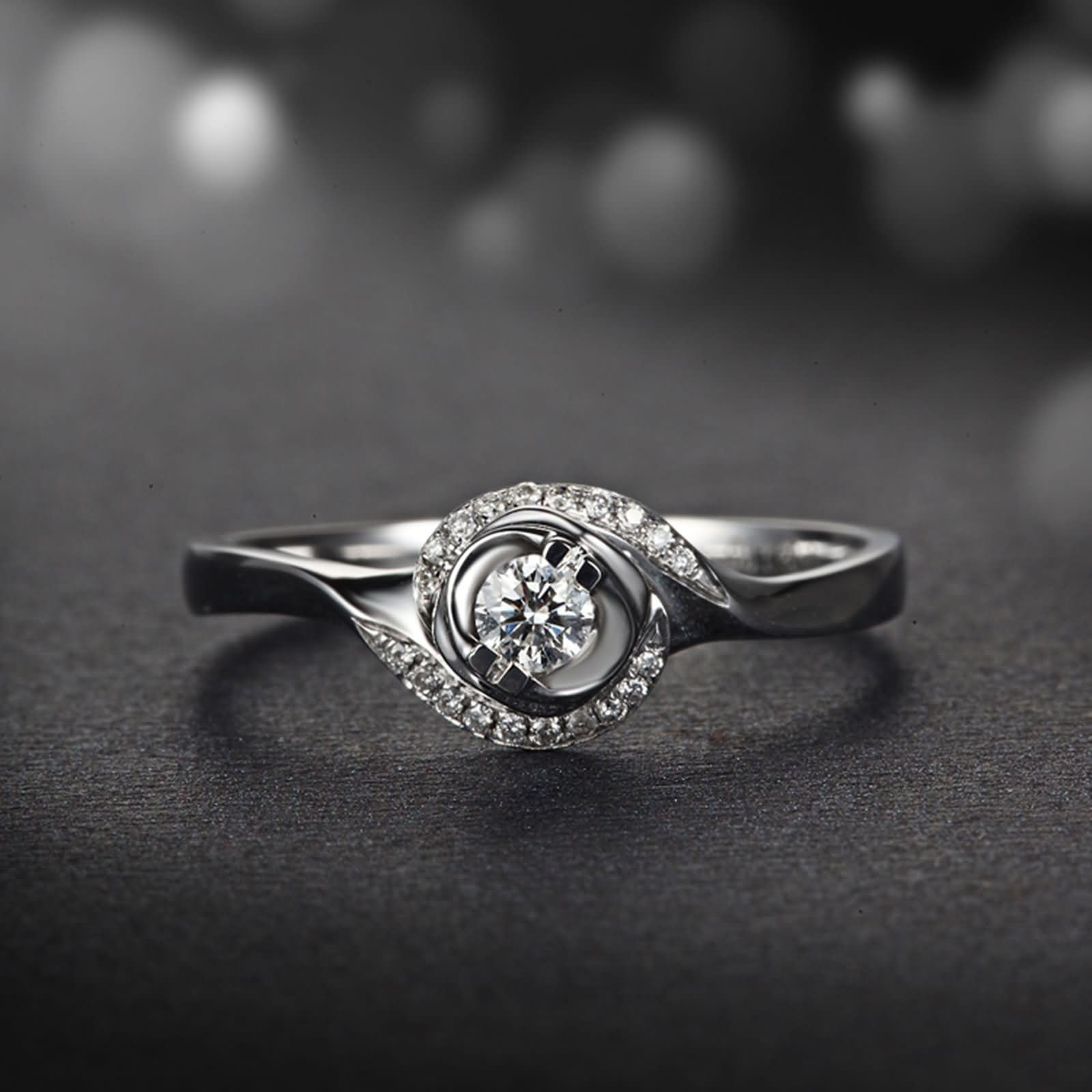 Verlobungsringe Ring 750 Weißgold 9 Karat / 14 Karat / 18 Karat Damen, Rund mit Diamant 0,07 Karat, Silber Damen Ringe Verlobung