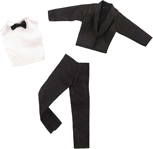 Miniatura 2 de Miunana Paquete de 10 piezas de moda para muñecas de niño de 12 pulgadas, 5 conjuntos de ropa casual con 5 zapatos para muñeca (traje negro + ropa