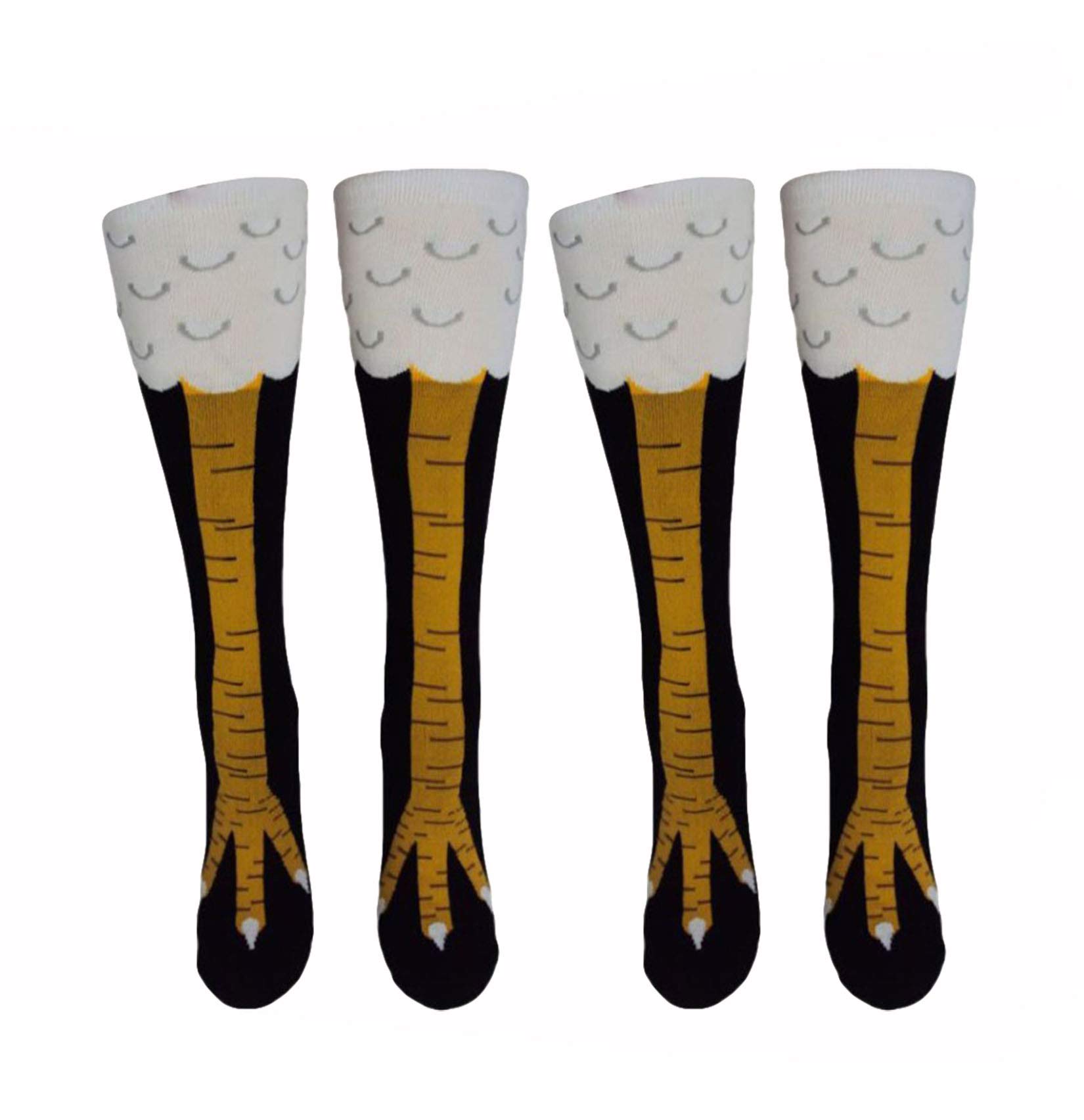 Crazy Funny Chicken Legs Knee-High Novelty Socks Funny Gifts, 2 Pair Yellow, Medium