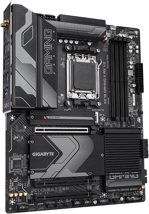 GIGABYTE X670 Gaming X AX V2 Placa Base – Compatible con AMD Ryzen 7000 CPUs, 14+2+2 Phases VRM, up to 8000MHz DDR5 (OC), 1xPCIe 5.0 + 3xPCIe 4.0 M.2, Wi-Fi 6E, 2.5GbE LAN, USB 3.2 Gen 2×2 4