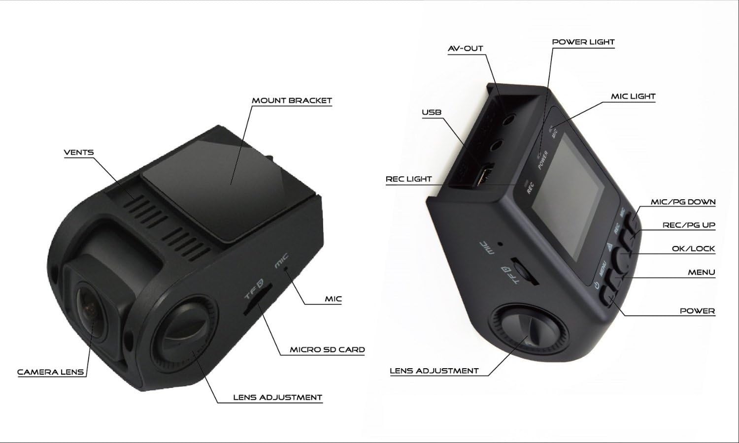 Black Box B40 A118 Dash Cam - Versatile Mini Video Camera - 170° Super Wide Angle 6G Lens - 140°F Heat Resistant - Full HD 1080P Car DVR G-Sensor WDR Night Vision Motion Detection