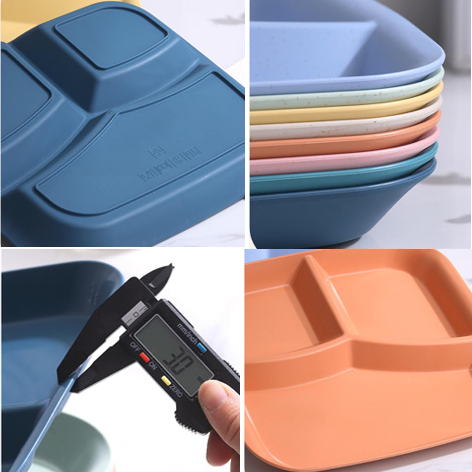 Piatti Divisori 3 Scomparti - 2 Pezzi Per Dieta E Porzionamento