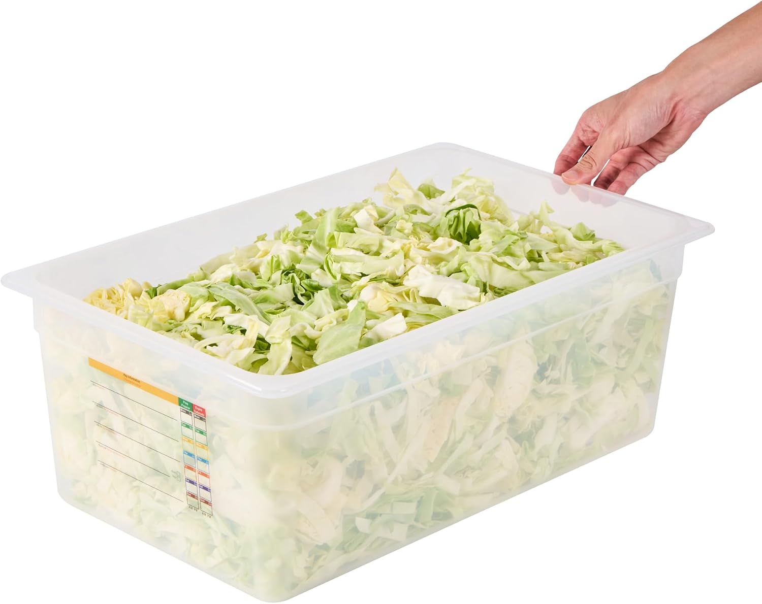 Restaurantware Food Storage Container 1 Pack of 20.7 x 12.6 x 7.8 Inches Plastic Stackable Storage Box White Reusable Label Container Dishwasher Safe For Restaurants And Kitchens