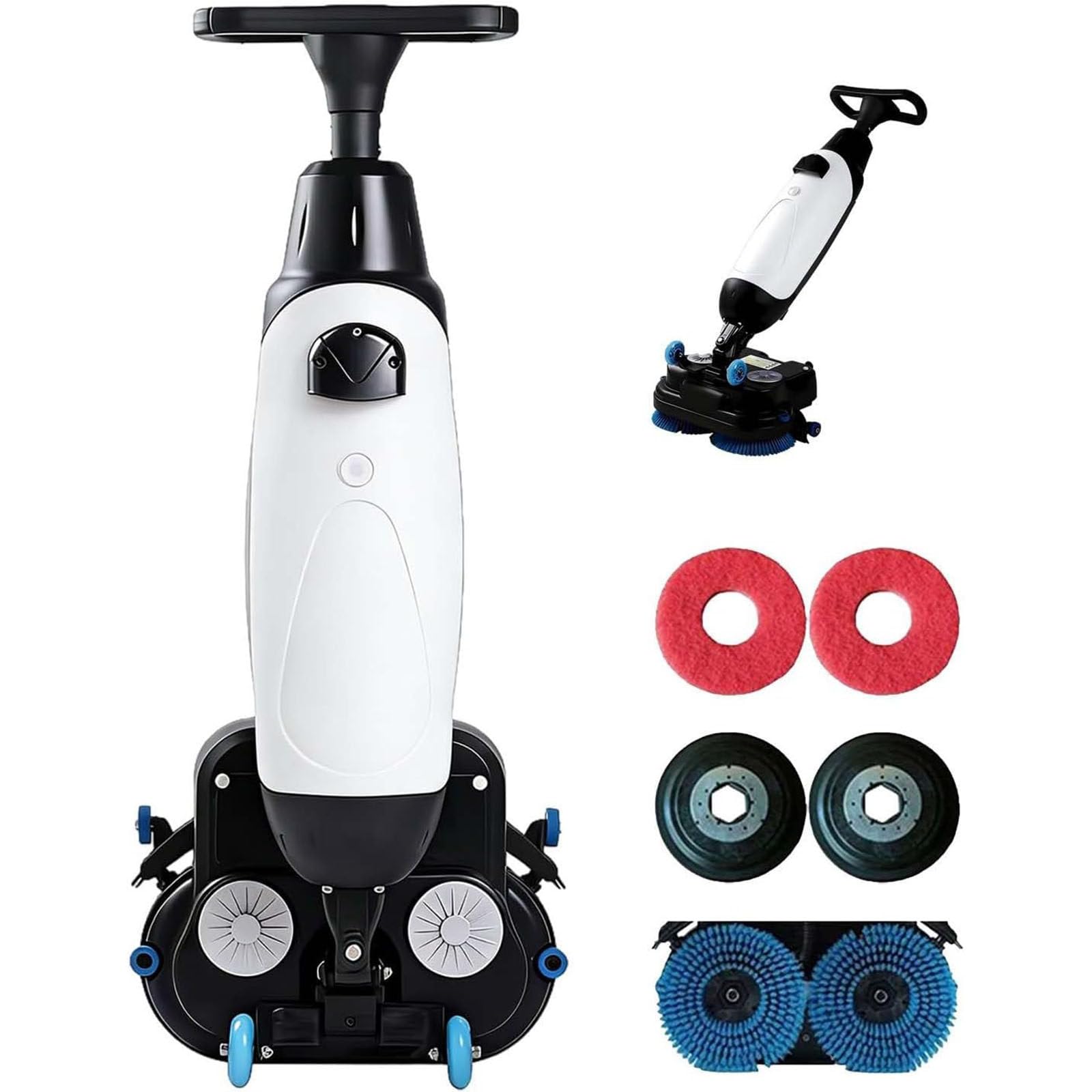 Lavapavimenti senza fili, Walk-Behind a doppia spazzola da 17", motori 250W, 1200 M²/H, serbatoi 4.5L+7.5L, rotazione a 360°, semovente