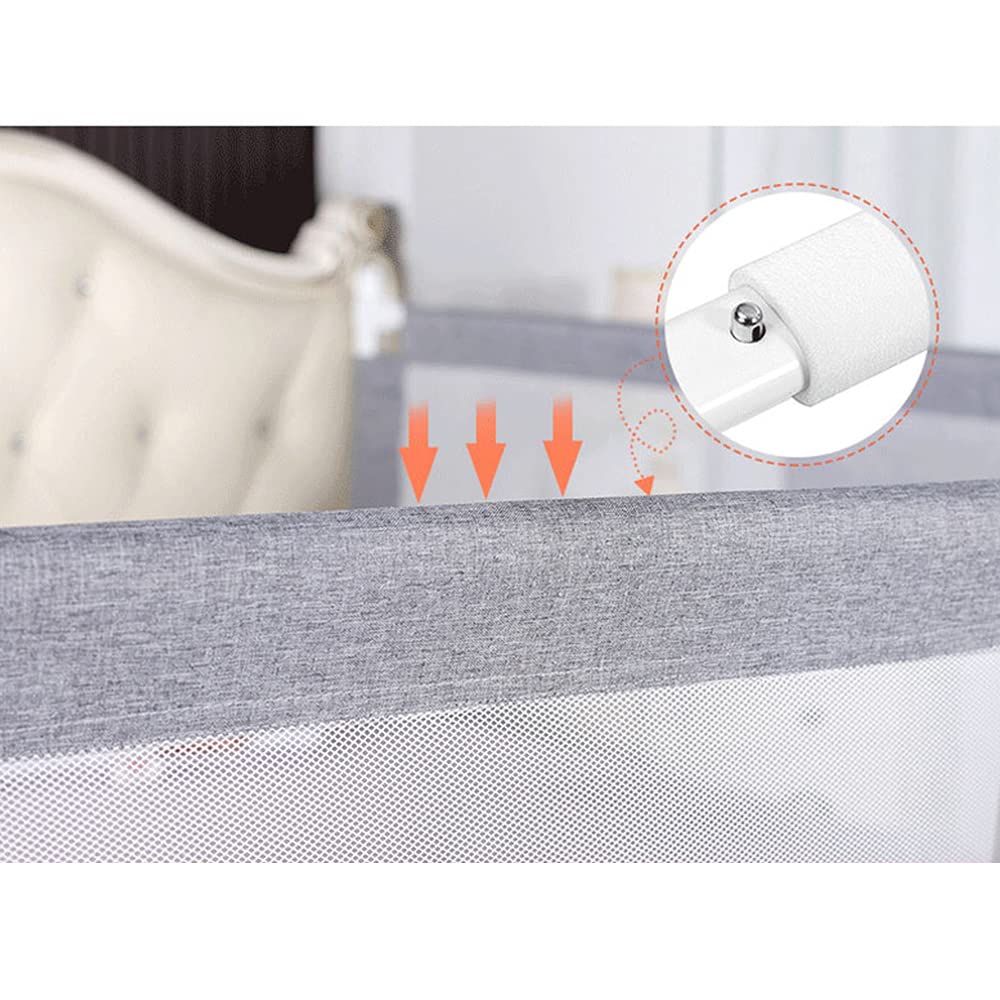 LANTUS Barrière de lit de 200 cm - Protection Contre Les Chutes - Réglable en Hauteur- Barrière de lit pour Tout-Petits - Barrière de lit avec Filet aéré - Sûr, Facile à monter-2m-gris