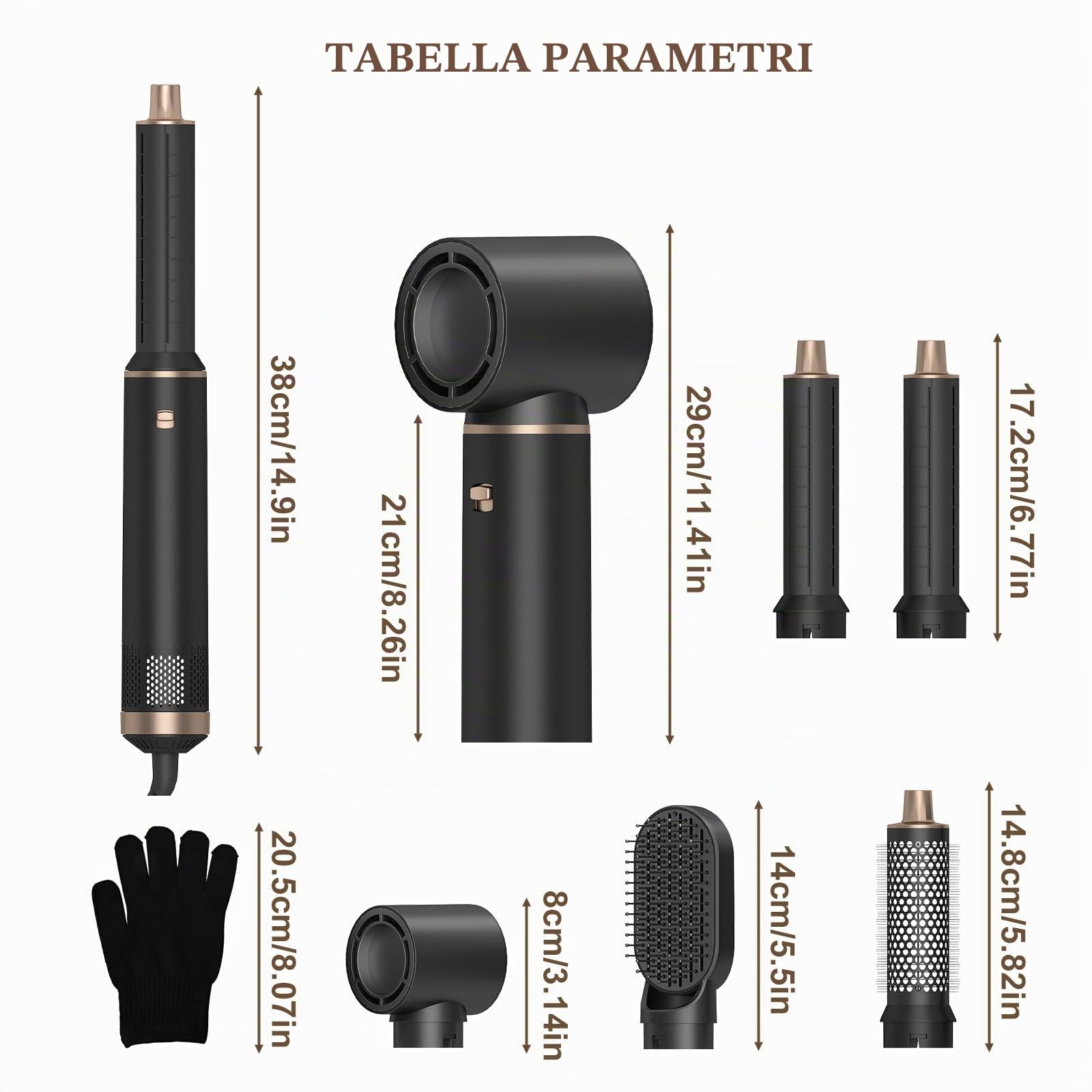 Spazzola Asciugacapelli, 5 in1 Air Styler & Spazzola ad Aria Calda, Capelli con 3 Temperature&3 Velocità, Spazzola per Capelli per Asciugare, Volumizzare, Lisciare