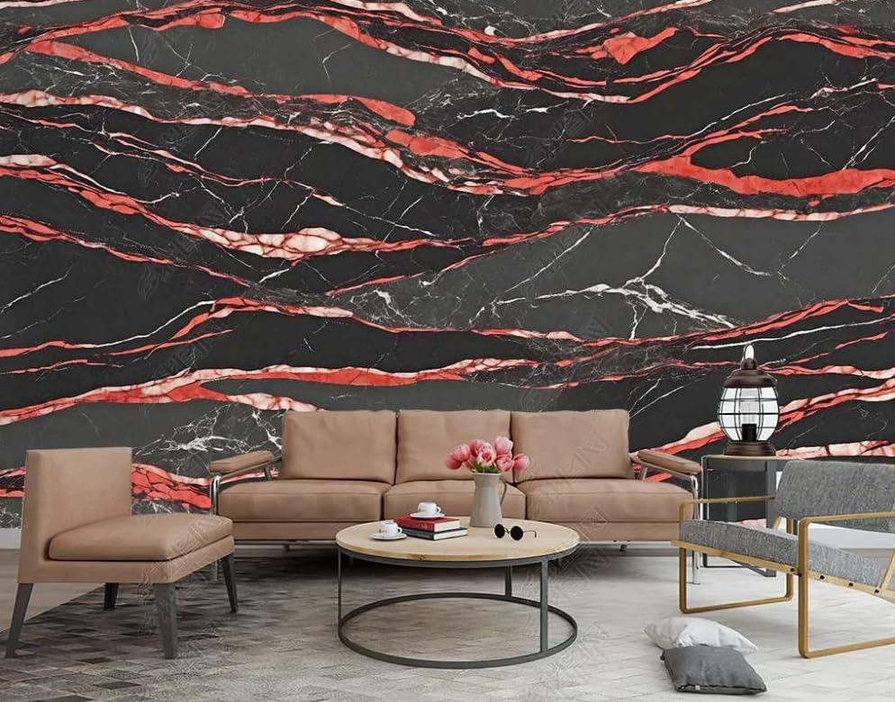 Papier peint panoramique marbre rouge foncé tapisserie photo décoration murale salon 150x105