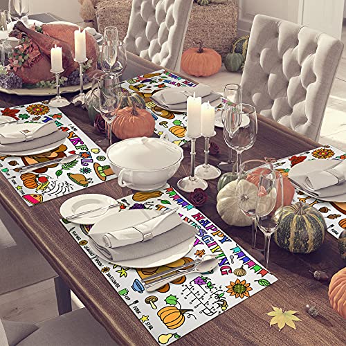 Coneedy 24 Sheets Fall Thanksgiving Table Mats Coloring Disposable Turkey Placemats Diy Paper Personalized Thanksful For Holidays School Parties Decoration #TOP5