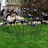 Weysat 12 Pcs Halloween Bats Garden Stakes Halloween Outdoor Decorations Spooky Potted Plant Stakes Metal Bats Decorative Yard Signs for Outside Plant Pot Garden Lawn Porch Patio Decoration