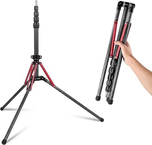 NEEWER Light Stand Carbon Fiber with 180 Reversible Legs, 1/4