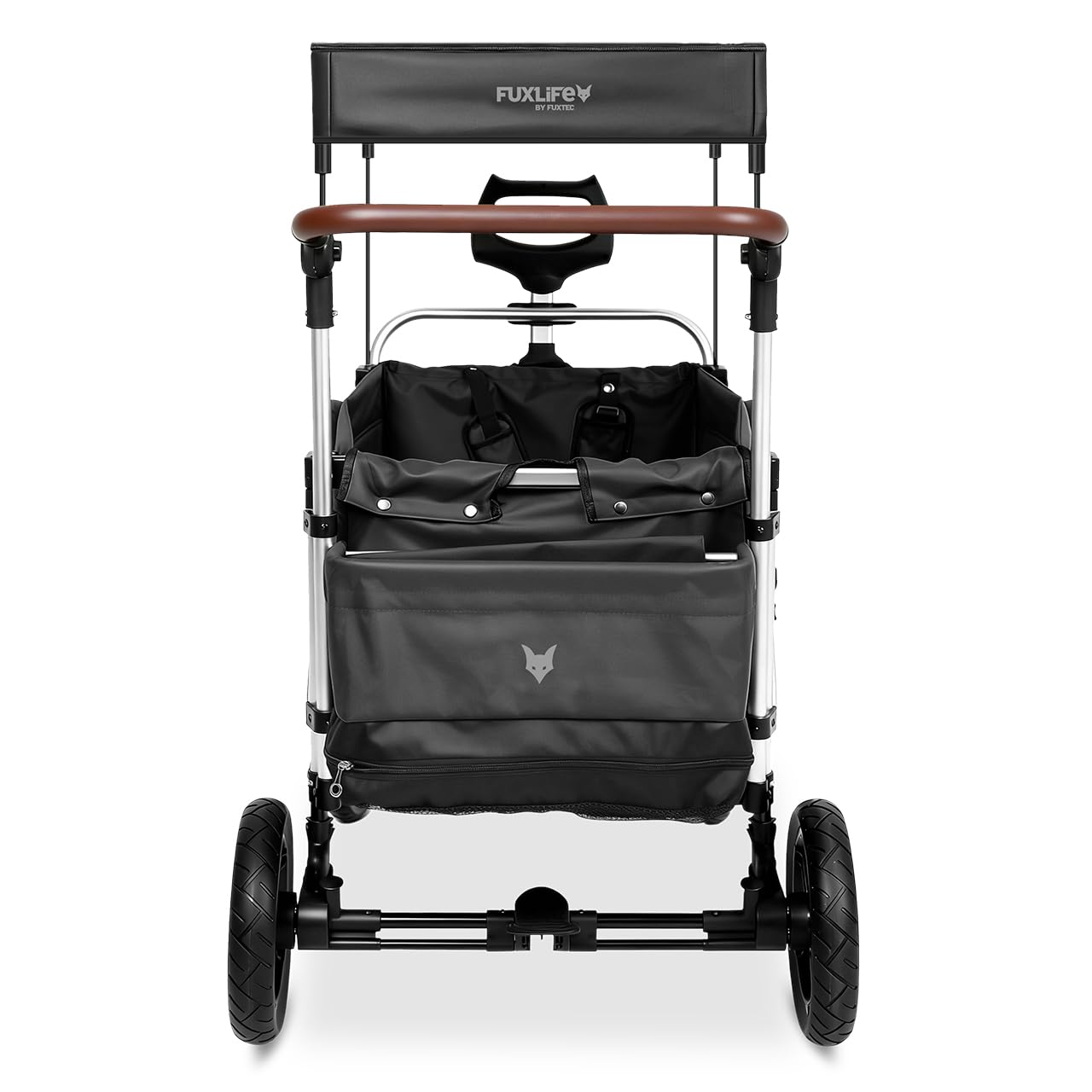 FUXLIFE handcart FX-CTL900 negro - premium plegable - carro de transporte para niños con toldo - interior acolchado y arnés de 5 puntos - ruedas con muelles - carro compacto plegable con bolsa de frío