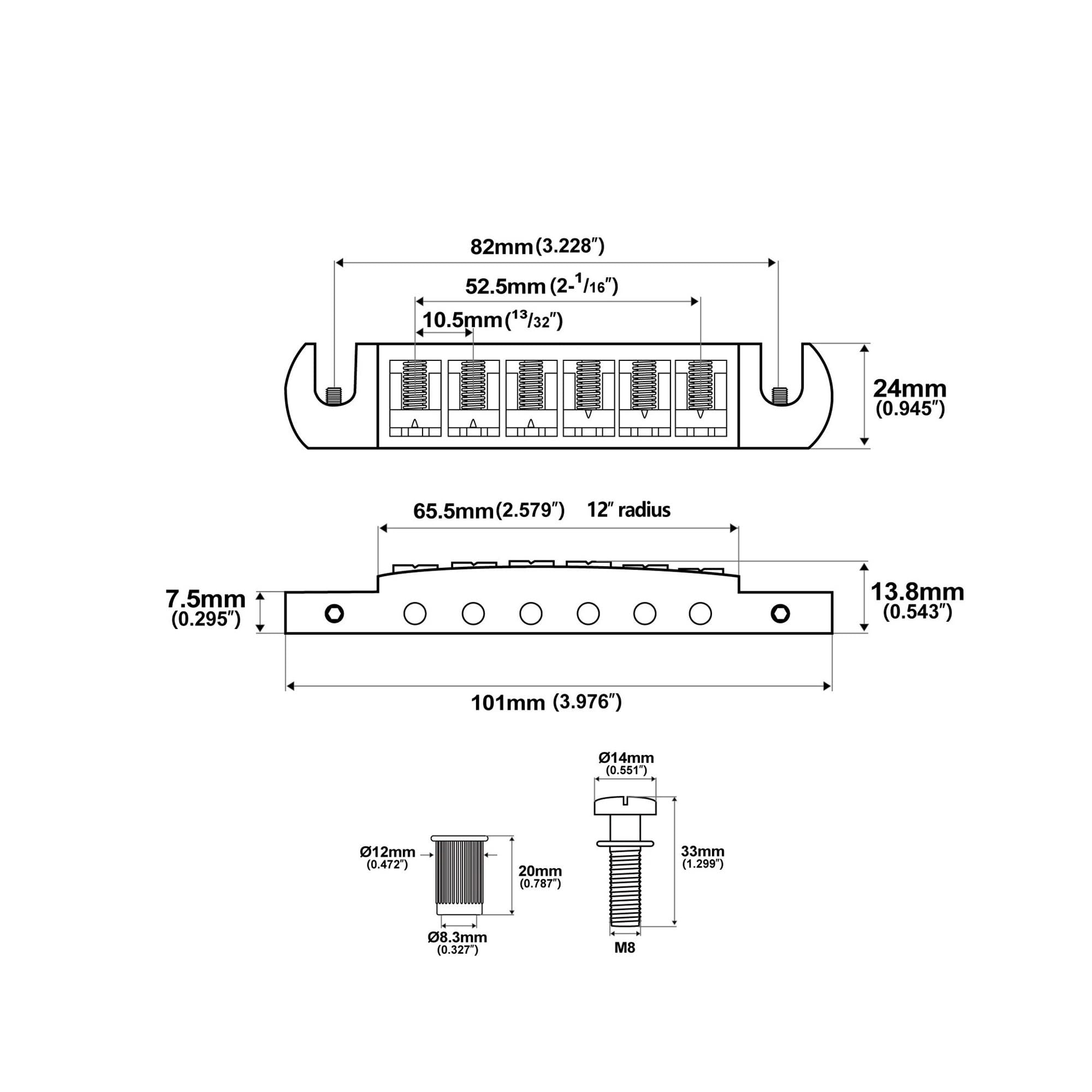 Ponte Cordiera Regolabile Da 52.5 Mm Per Chitarre Elettriche