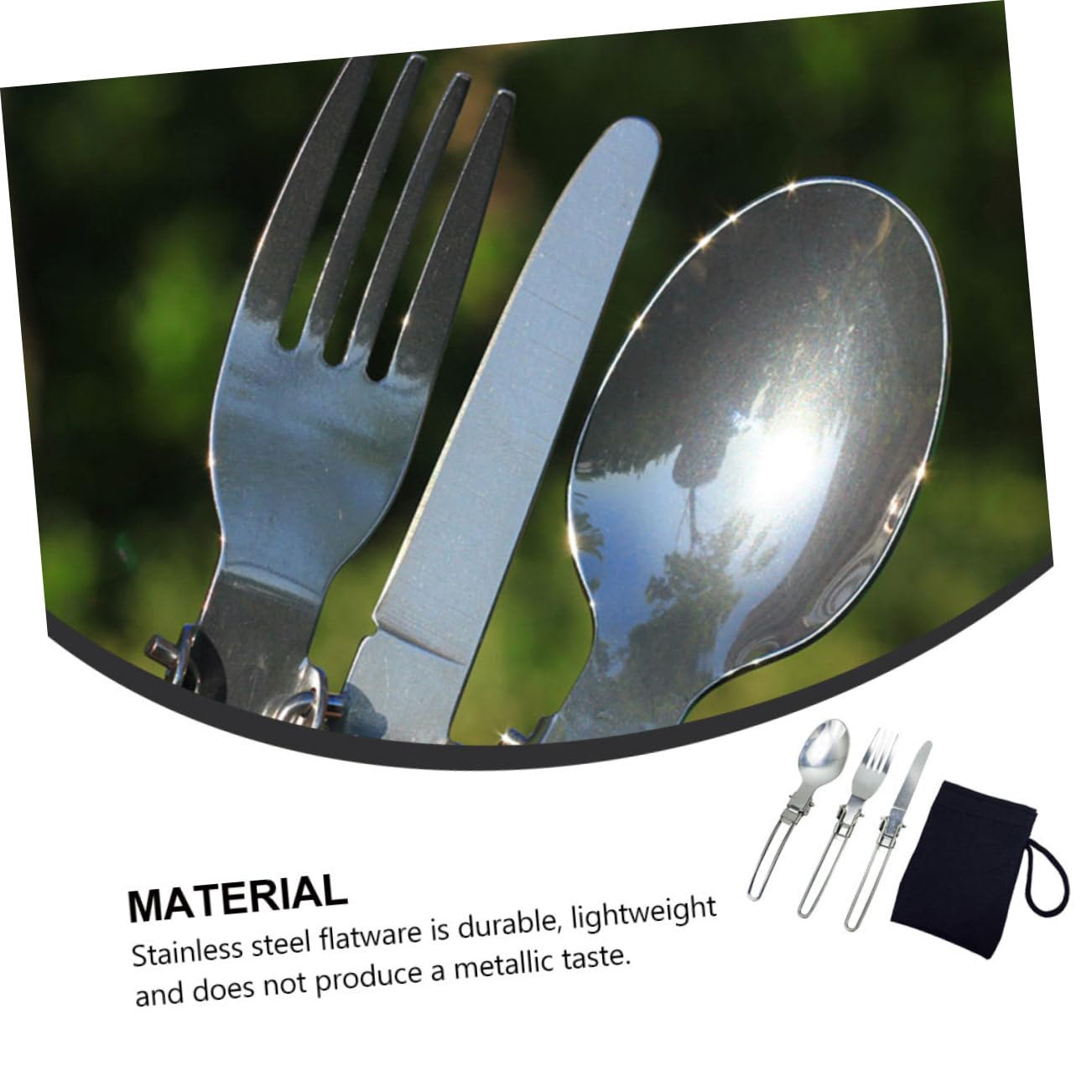 TOYANDONA 4 Set posate pieghevoli cucchiai stoviglie in acciaio inossidabile posate di stoviglie Forche in acciaio inossidabile pieghevoli posate singole Silver