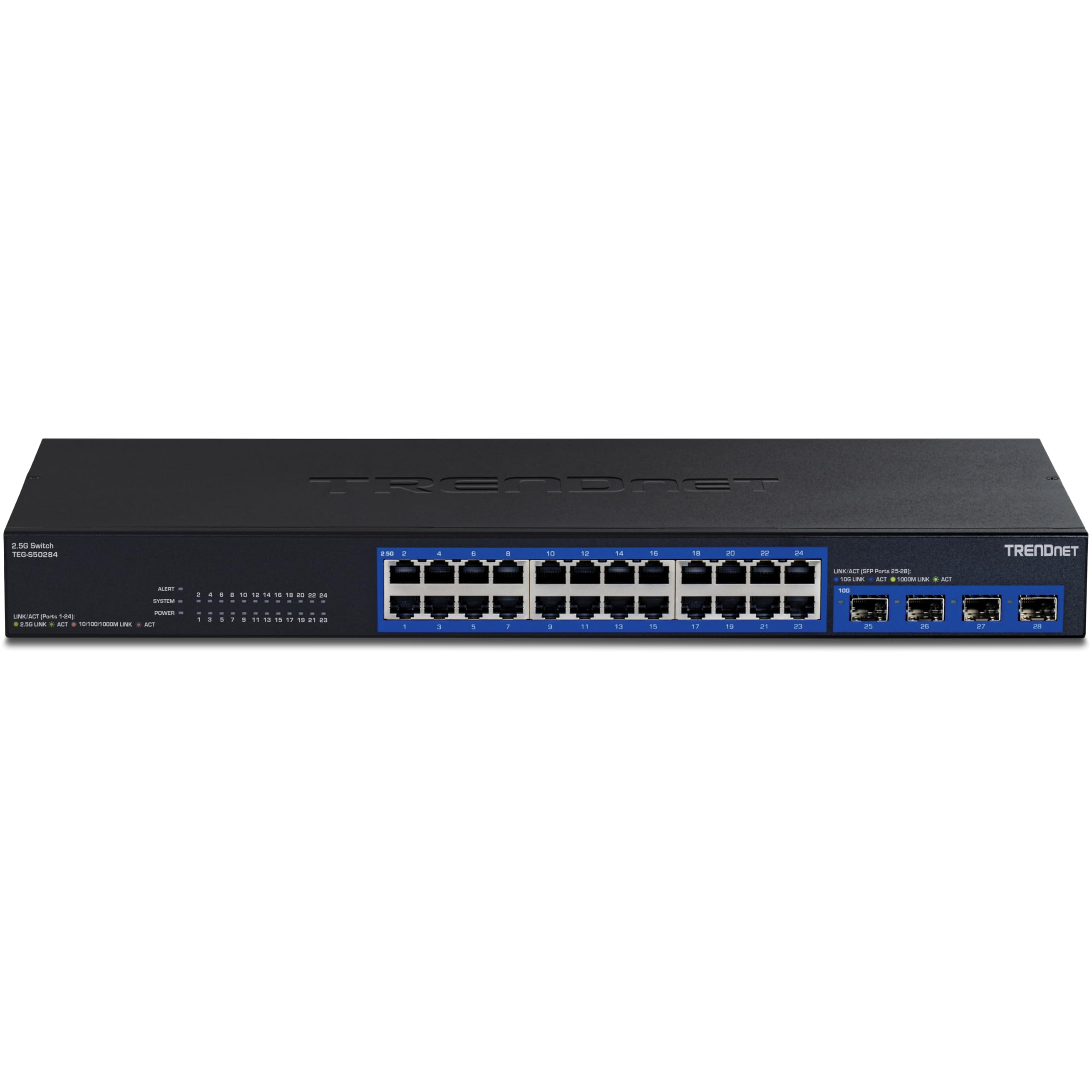 TRENDnet, TEG-S50284, Switch Multi-Gig 28 Ports, 24 Ports RJ45 2,5 GB, 4 Ports SFP+ 10 GB