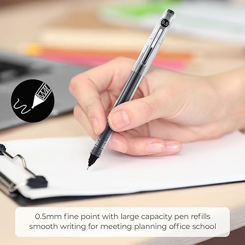 Miniatura 4 de M&G Bolígrafos de punta fina de tinta líquida, 12 unidades, tinta negra de 0.020 in, punta fina de secado rápido, con tapa para enchufar y agarre