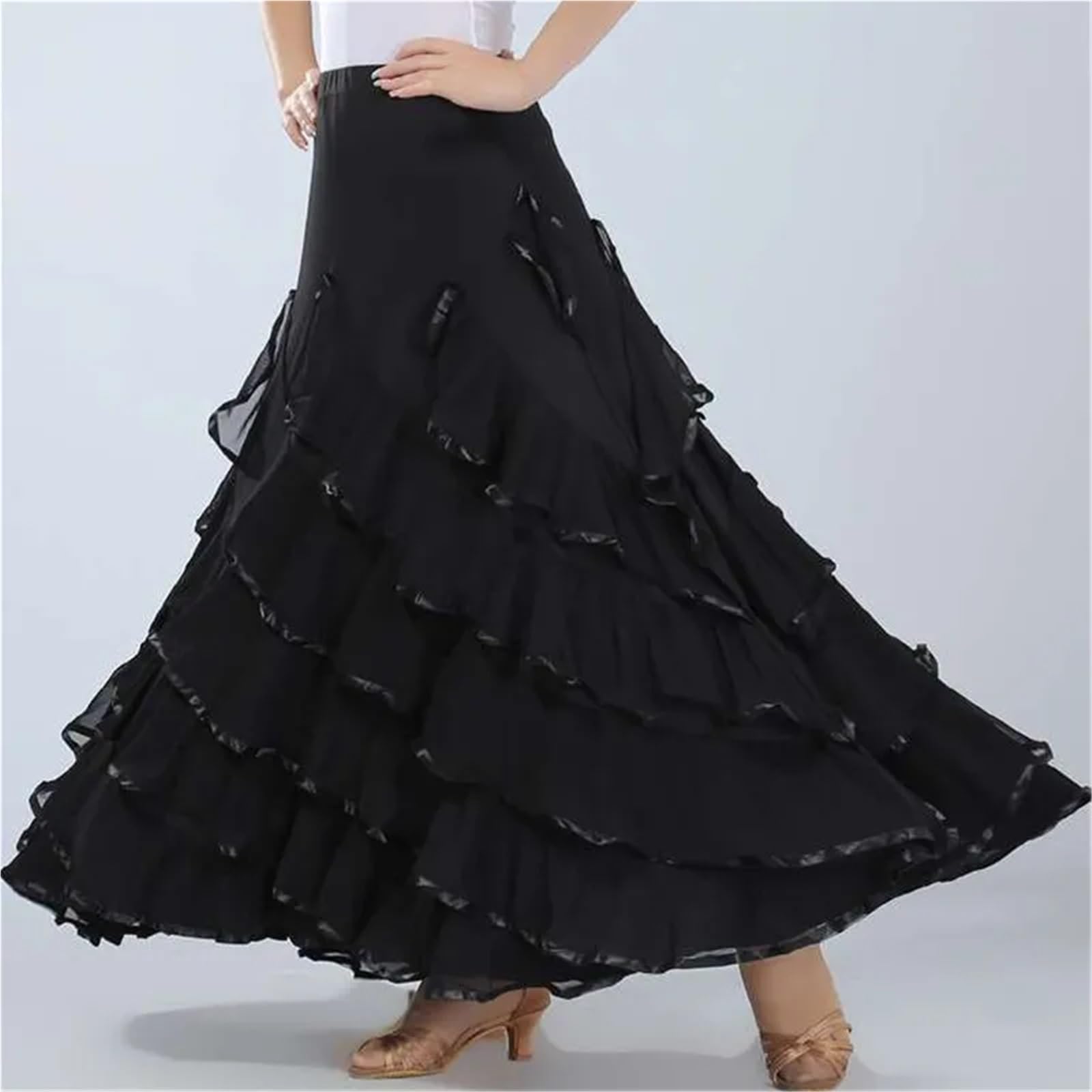 Flamenco Vestito 720 Costume da ballo flamenco, gonna, abito lungo, donna, valzer moderno, standard, tango, abbigliamento, abiti spettacolo