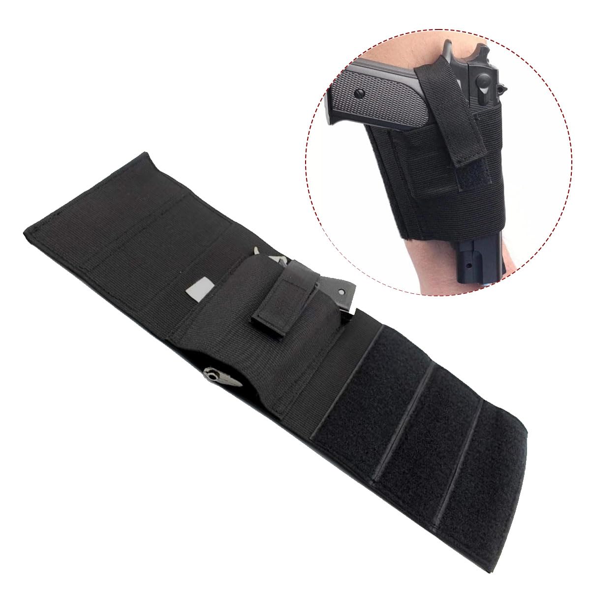 Ankle Holster for Concealed Carry with Elastic Secure Strap Fits Ruger LC9 LCP Glock 42 43 36 26 S&W Bodyguard .380 .38 Similar Compact Handguns