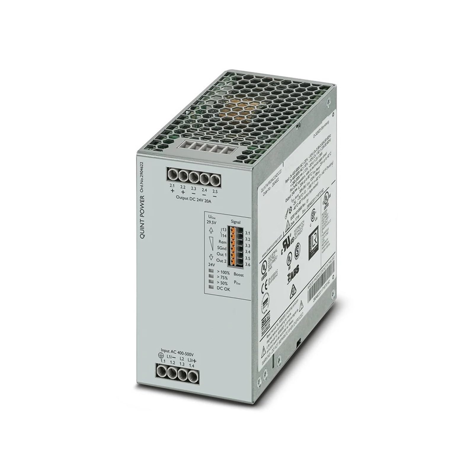 BALYDLUL QUINT4-PS/3AC/24DC/20 2904622 (Replace:2938727) 24VDC/20A Switching Power Supply