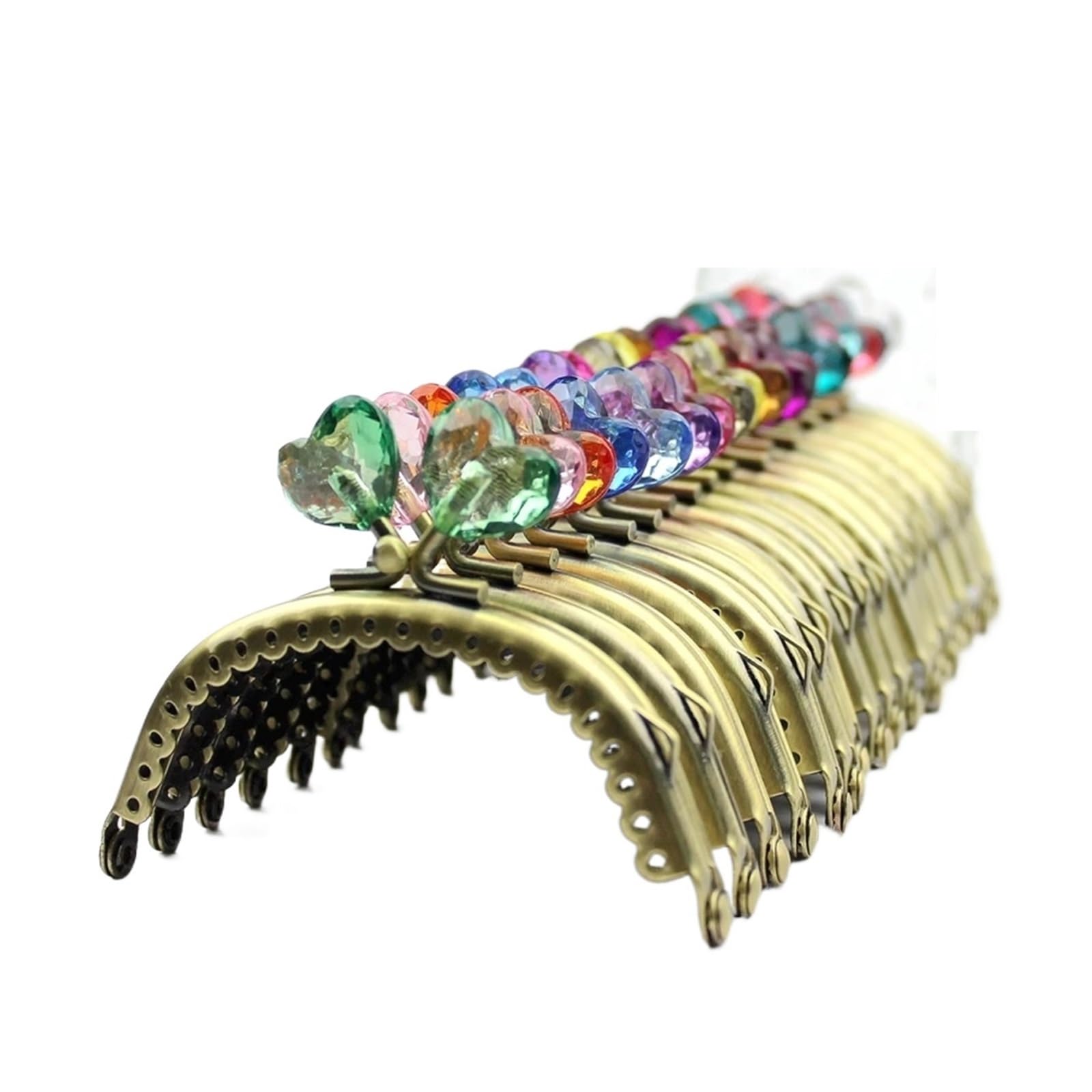 PVUVTNAHW 10PCS 8.5CM Heart Metal Purse Frame Antique Bronze Arc Bags Hardware Kiss Clasp Pattern DIY Bag Accessories