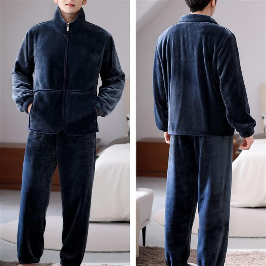 Winter Coral Fleece Thickened and Velvet Autumn and Flannel Men's Can Be Worn Outside Home Clothes