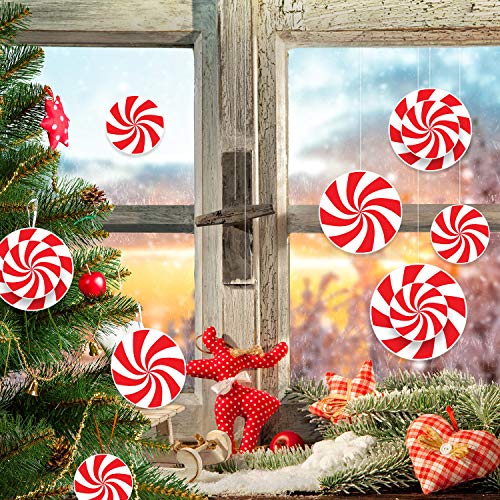 18 Pieces Peppermint Candy Cutouts Christmas Candy Cutouts Cardboard with Glue Point Dots for Winter Bulletin Board School Classroom Christmas Party Home Decoration Supplies, 3 Sizes - Thumbnail 5