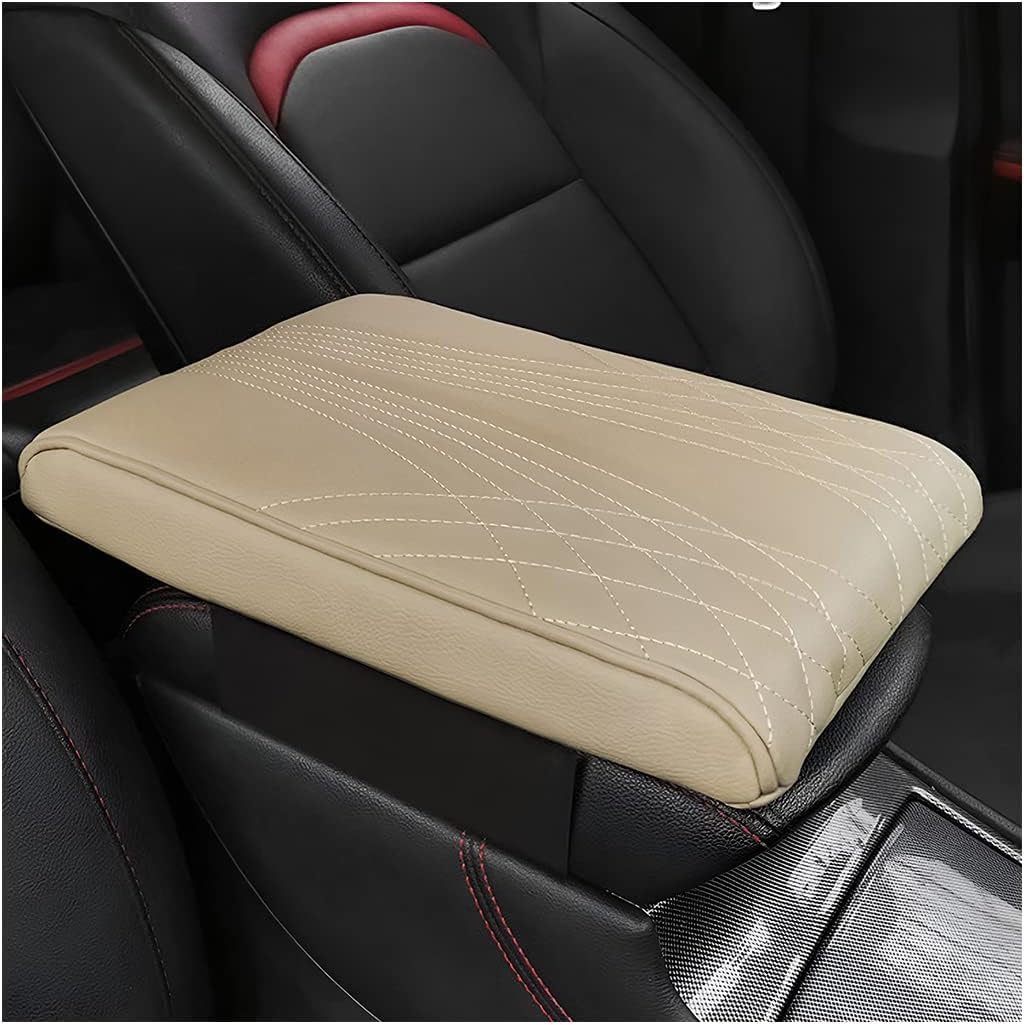 ROADPOWER Car Armrest Box Height Increase Support Pad, Memory Foam Microfiber Leather Elbow Comfort Booster Pad, Center Console Waterproof Cushion Pillow, Soft Auto Arm Rest Protector Cover (Beige)