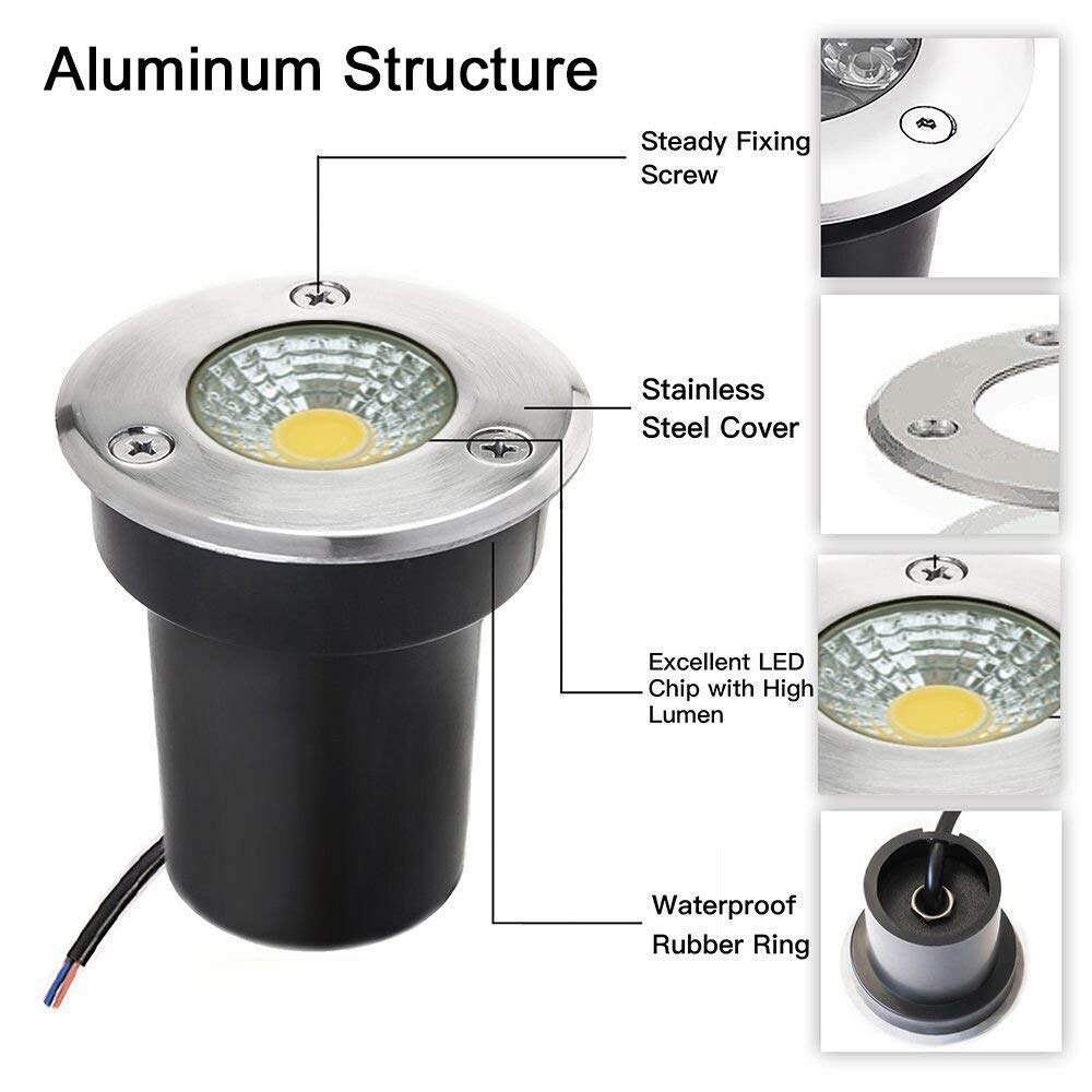 FARETTO LED COB DA INCASSO for ESTERNI DA 3W 270LM SEGNAPASSO CALPESTABILE IMPERMEABILE IP65 DISPONIBILE A LUCE BIANCO CALDO 3000K [Classe di efficienza energetica A] ( Colore : Bianco caldo , Misurar