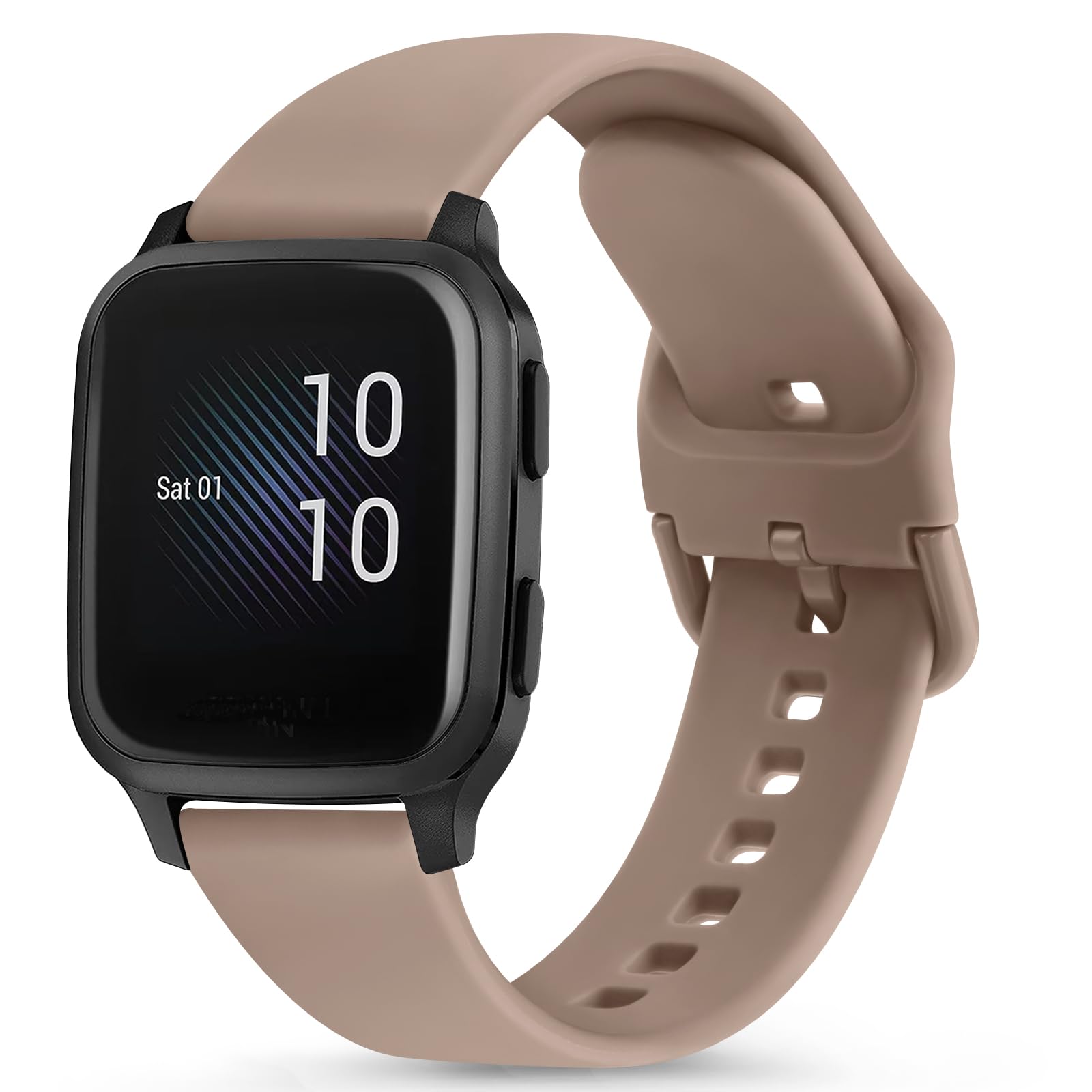 Cinturino Silicone 20mm Per Garmin Venu Sq, Vivoactive - Tè Al Latte, Uomo/Donna - Foto 5