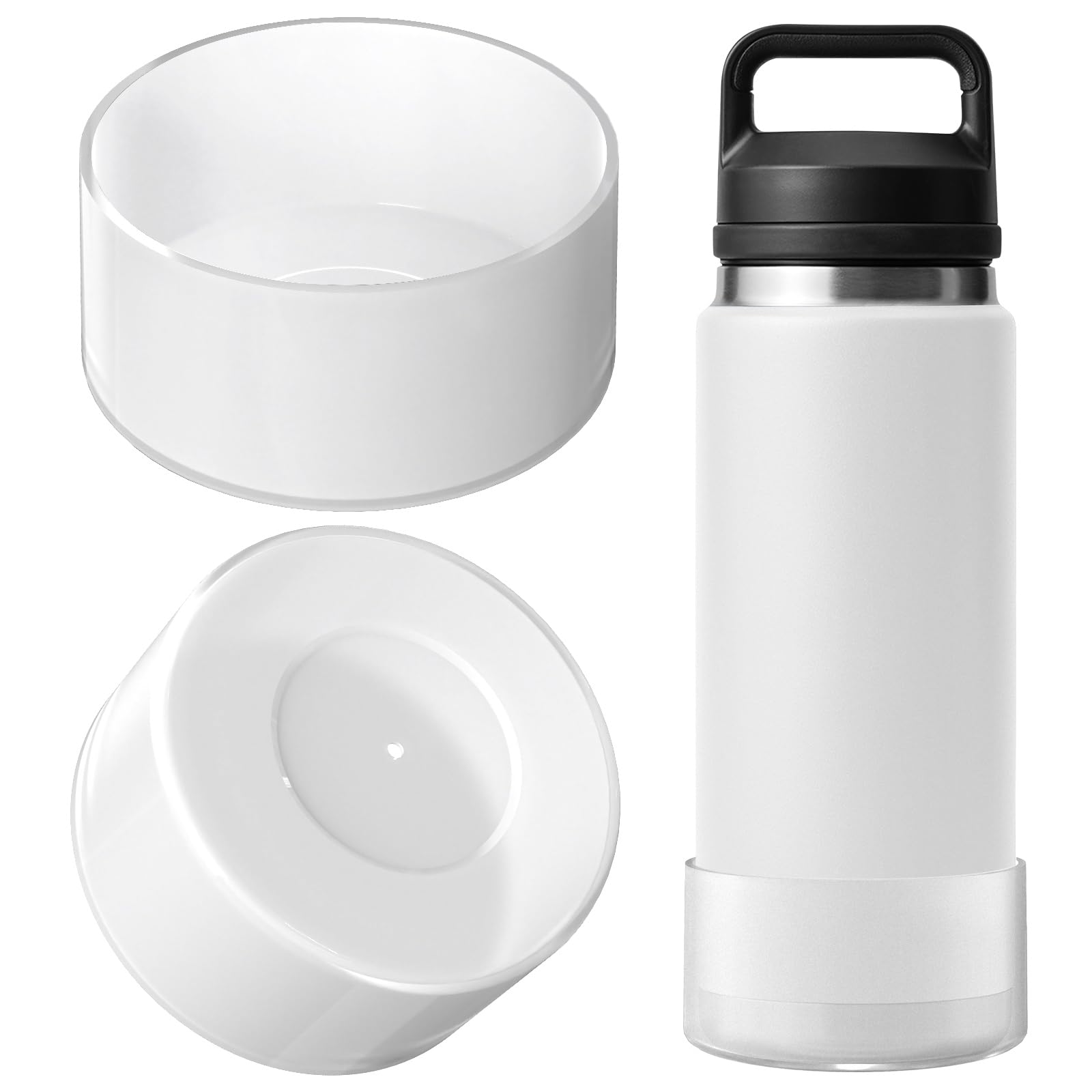 Linkidea Water Bottle Boot Compatible with YETI Rambler Bottle 26oz, Yonder 34oz, Silicone Anti-Slip Water Bottle Bottom Sleeve Cover Protector (Clear
