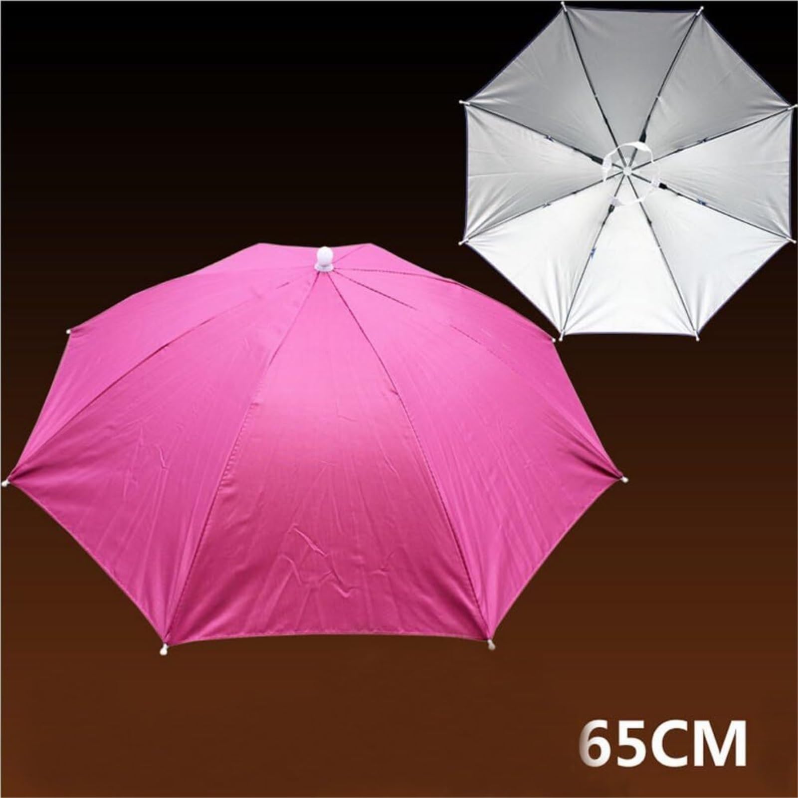Sombrero Paraguas De Cabeza Paraguas Sombrero Plegable Parasol Protección Doble Capa Actividades Al Aire Libre(Pink)