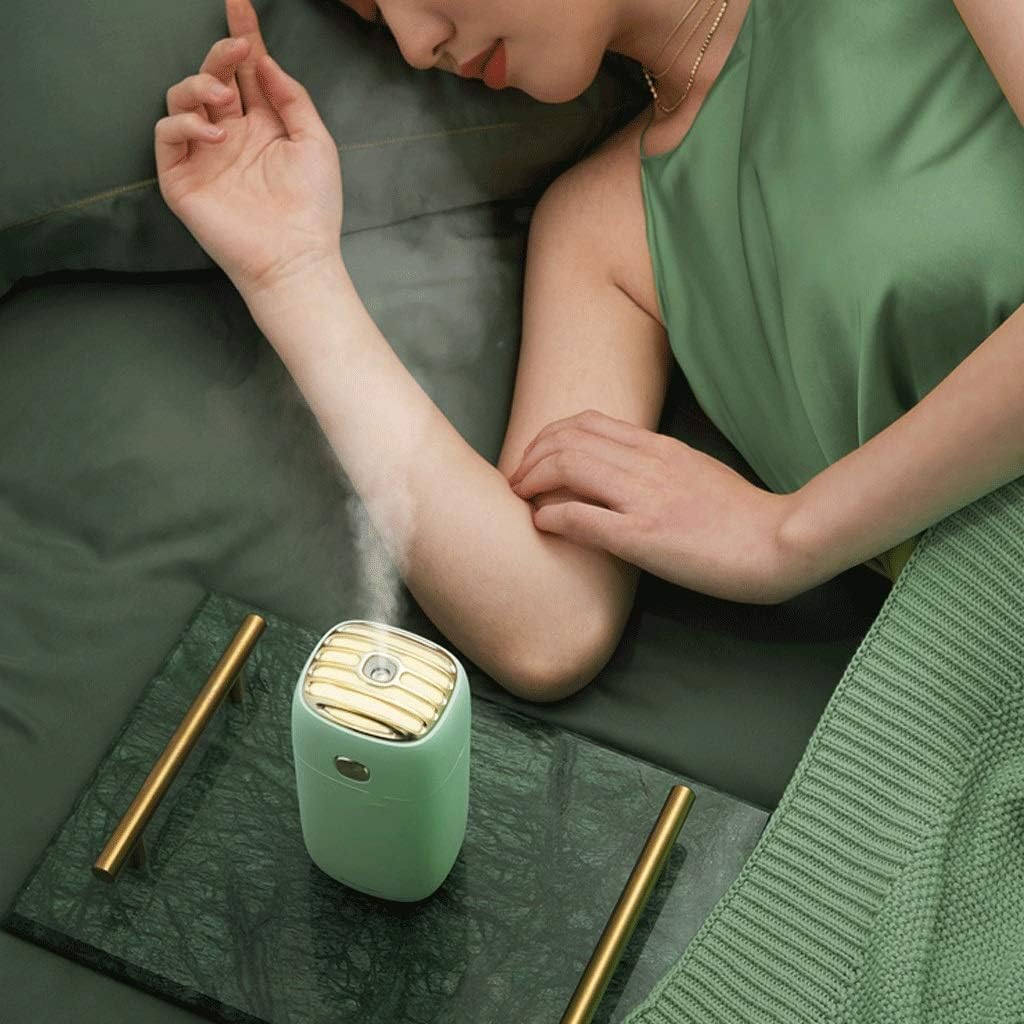 Humidifiers 260ml Portable Mini Cold Mist Humidifier with Night Light USB Personal Humidifier Automatically Shut Down Ultra-Quiet 2 Spray Modes Suitable for Family Baby Bedroom Offi (White)