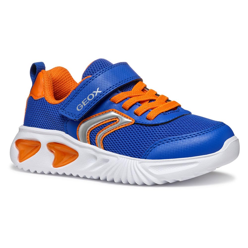 Geox J Assister BOY C Sneaker, Royal/Orange, 0 UK