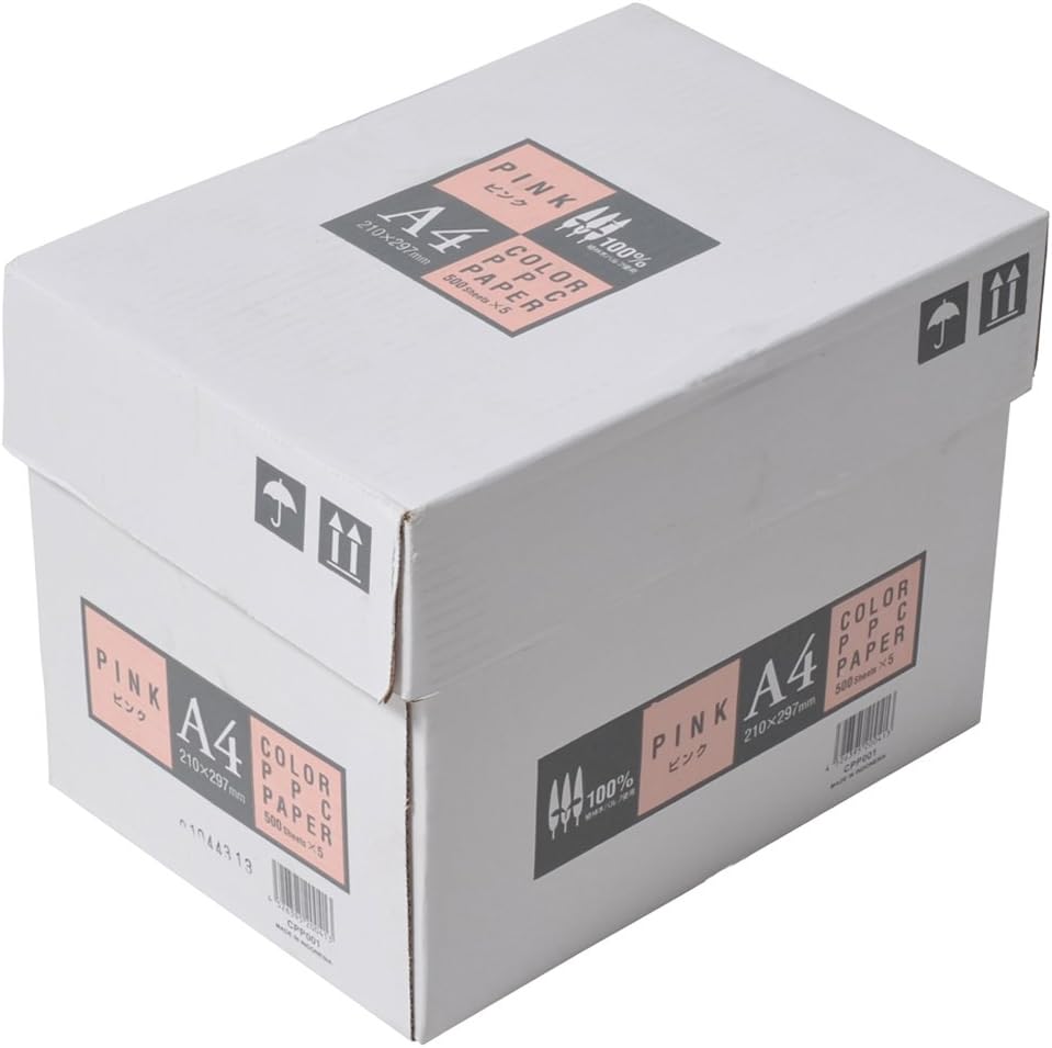Amazon App カラーコピー用紙 ピンク 紙厚0 09mm 2500枚 500枚 5冊 印刷用カラーペーパー 文房具 オフィス用品