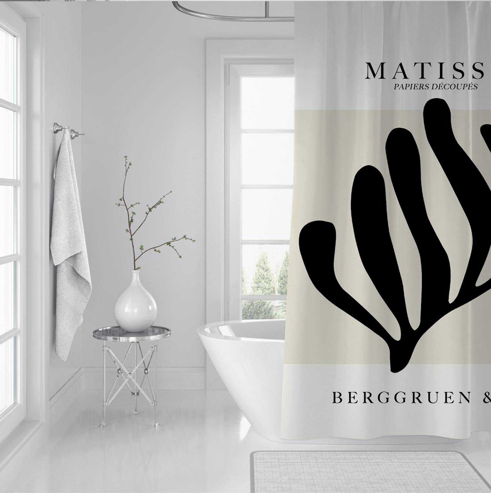 Henri Matisse Kunst dekorative Duschvorhänge für Badezimmer Schwarz Wasseralgen Muster Retro Gemälde Duschvorhang Hotel Rv Spa Vorhänge 220x183cm